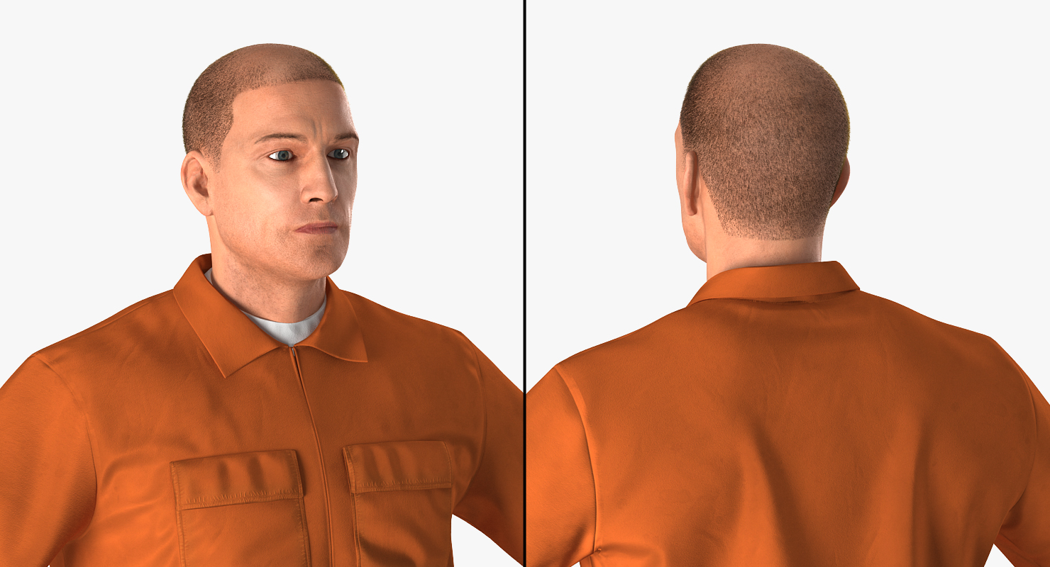 Builder Wearing Orange Long Sleeve Coveralls 3D model