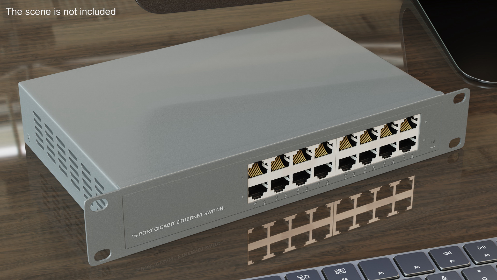 3D Network Switch 16 Ports Grey model