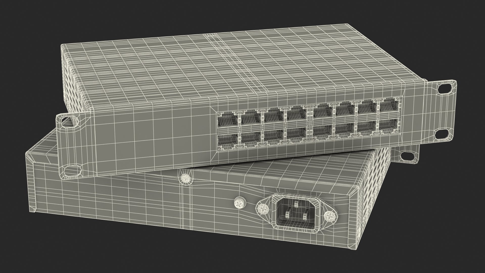 3D Network Switch 16 Ports Grey model