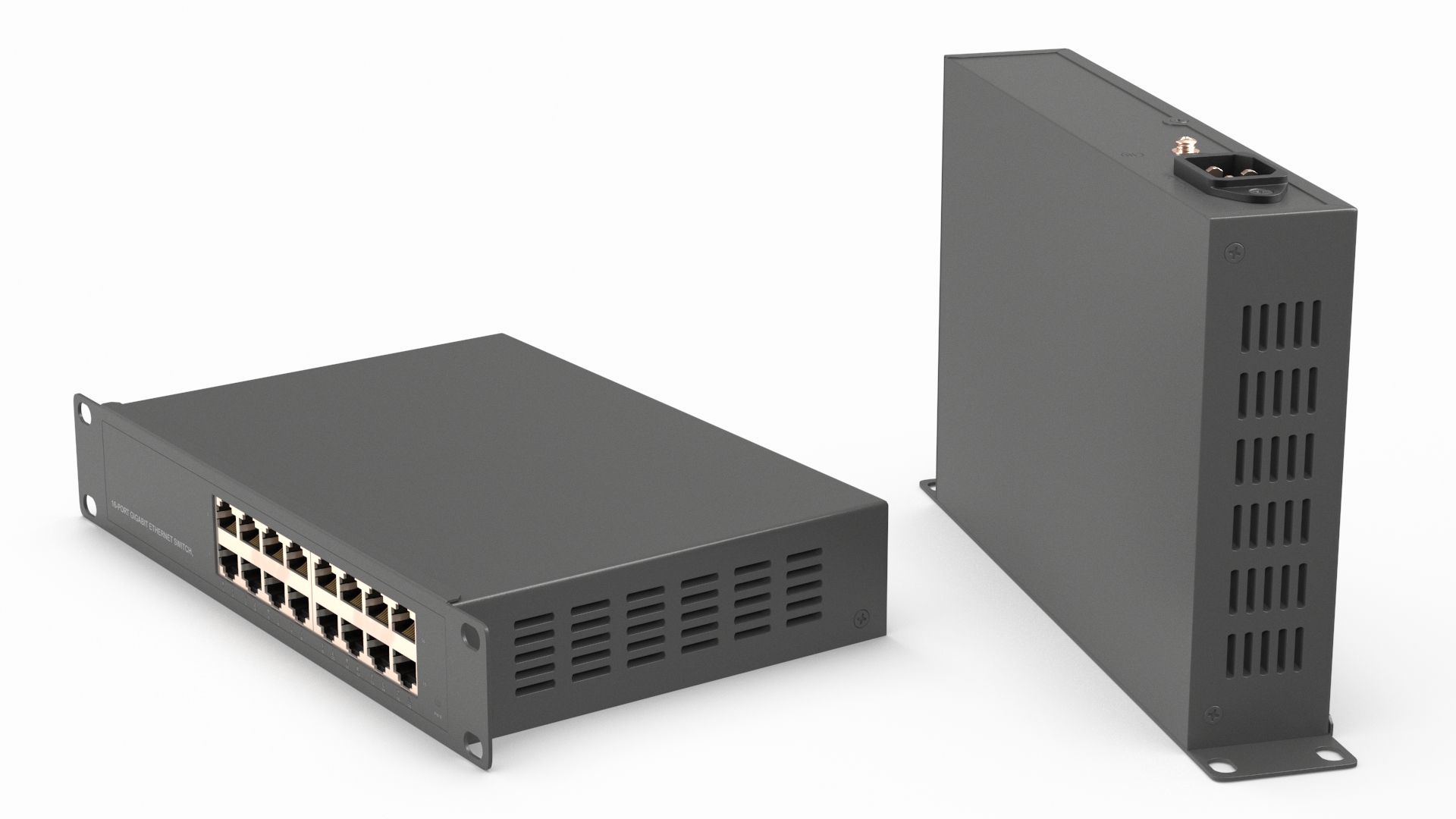 3D Network Switch 16 Ports Grey model