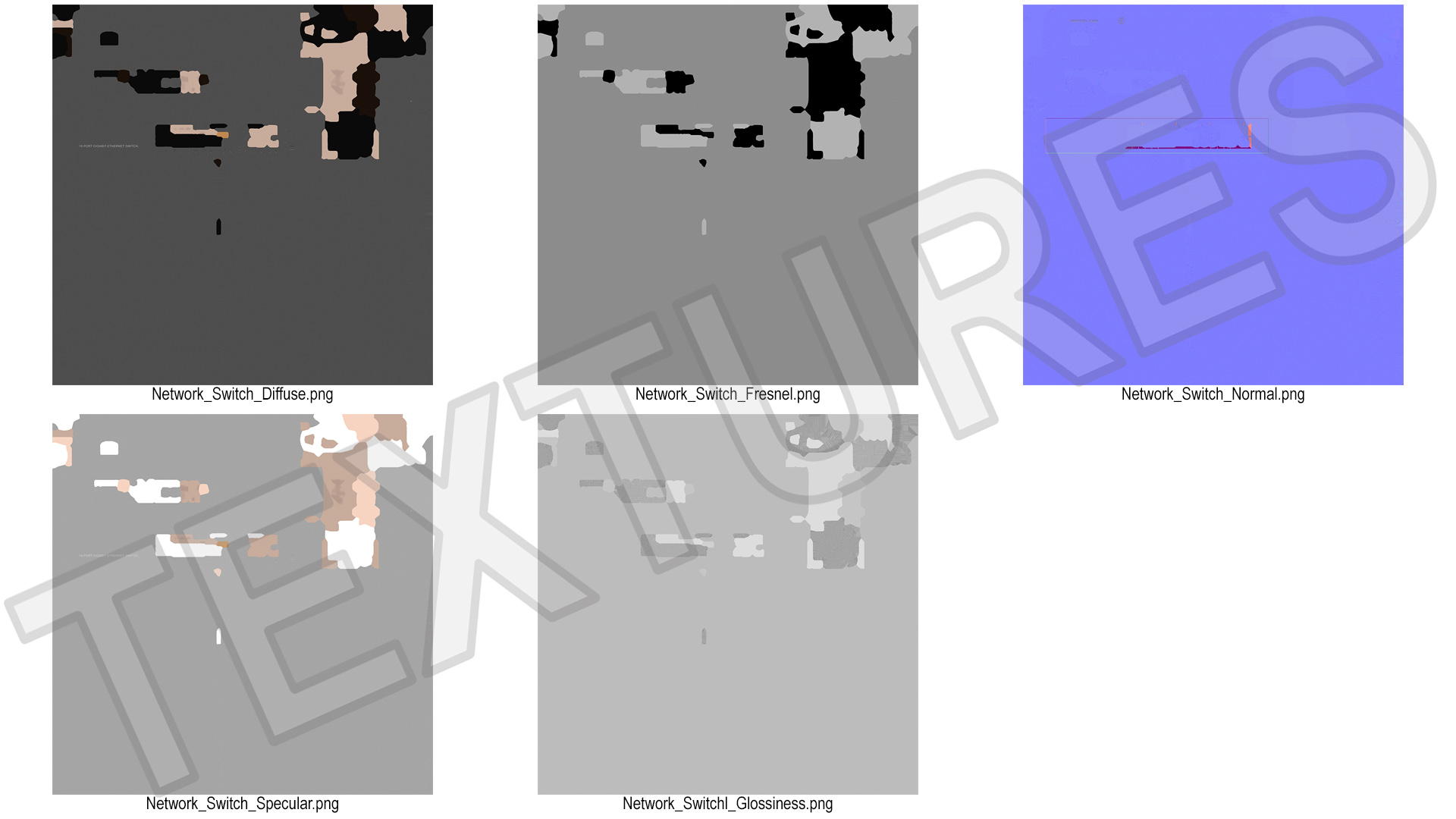 3D Network Switch 16 Ports Grey model