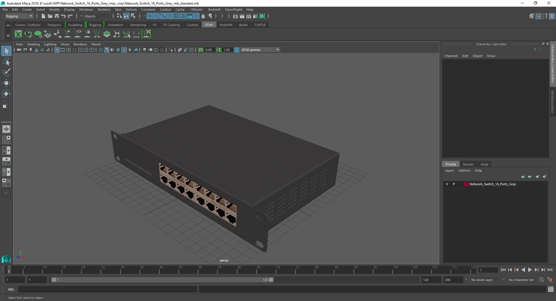 3D Network Switch 16 Ports Grey model