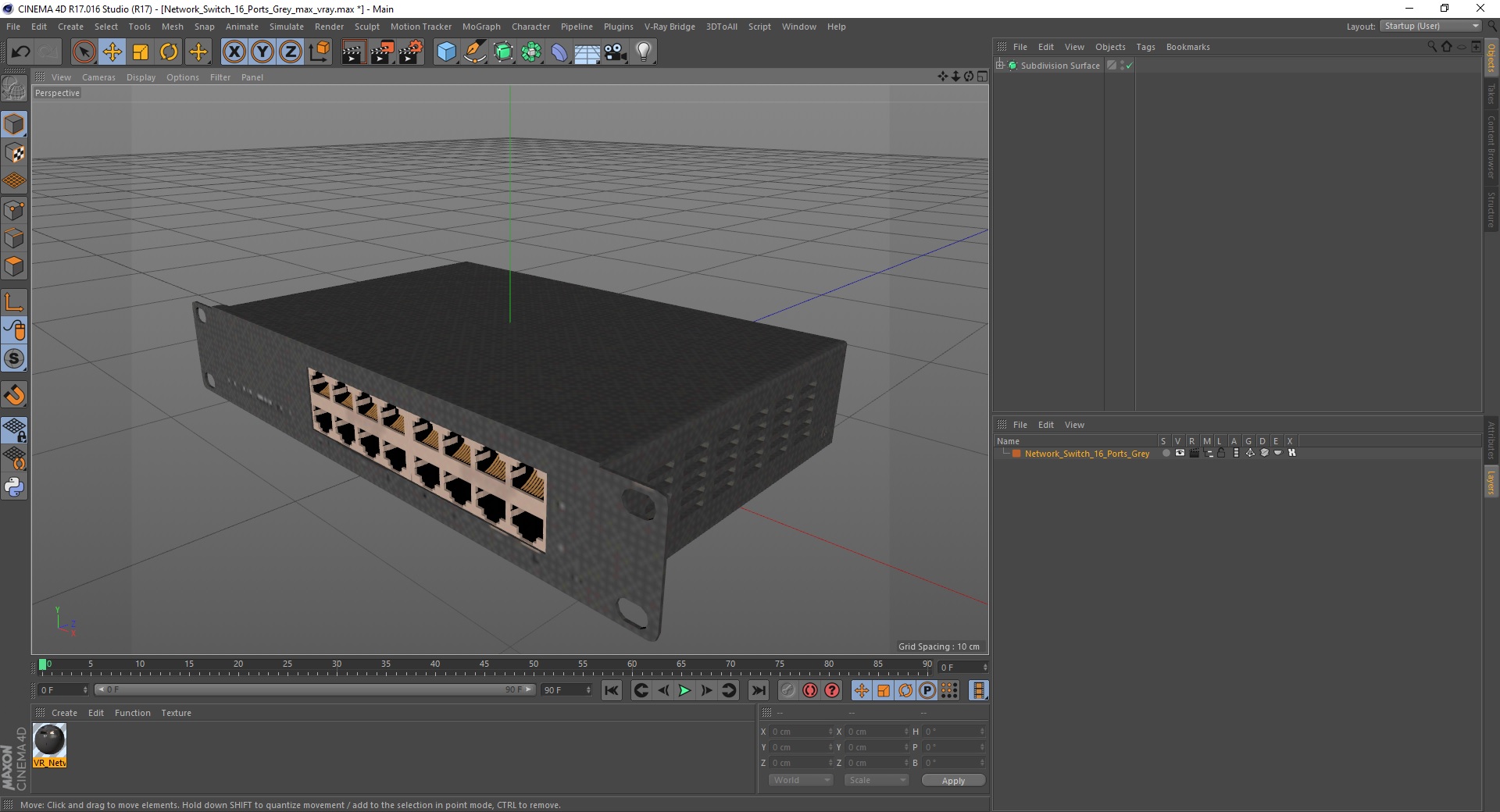 3D Network Switch 16 Ports Grey model