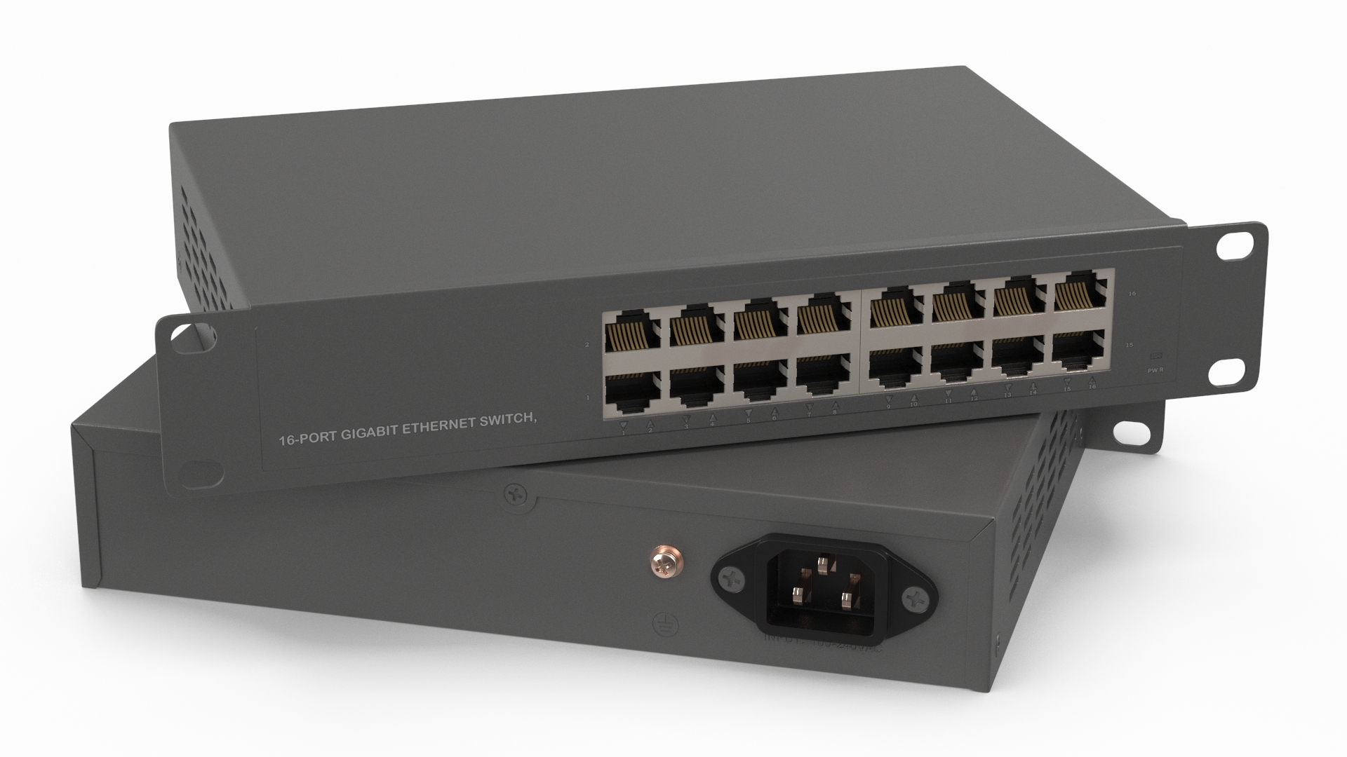 3D Network Switch 16 Ports Grey model