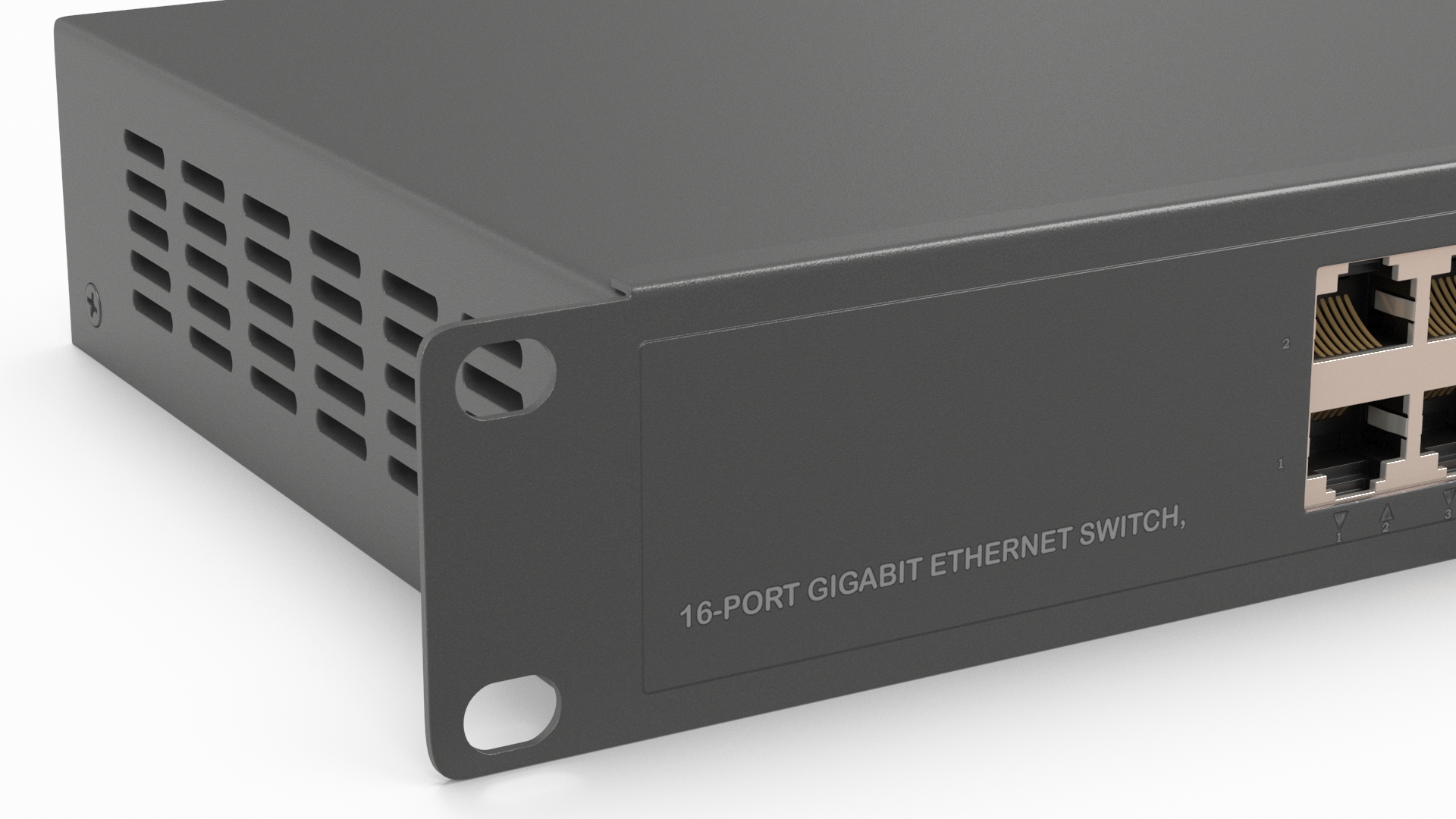3D Network Switch 16 Ports Grey model