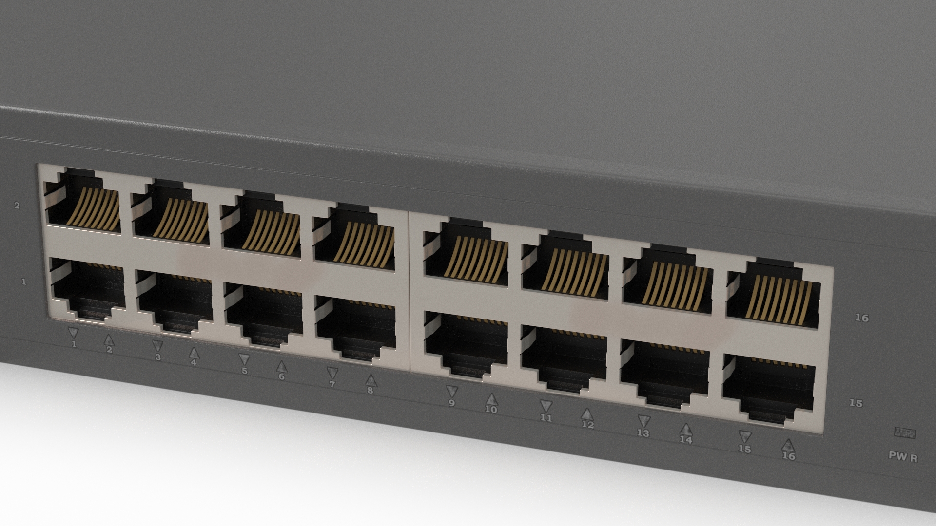 3D Network Switch 16 Ports Grey model
