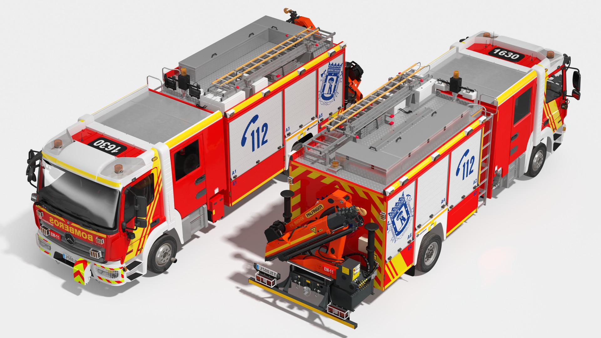 3D Mercedes Benz Atego 1530 Firetruck Rigged
