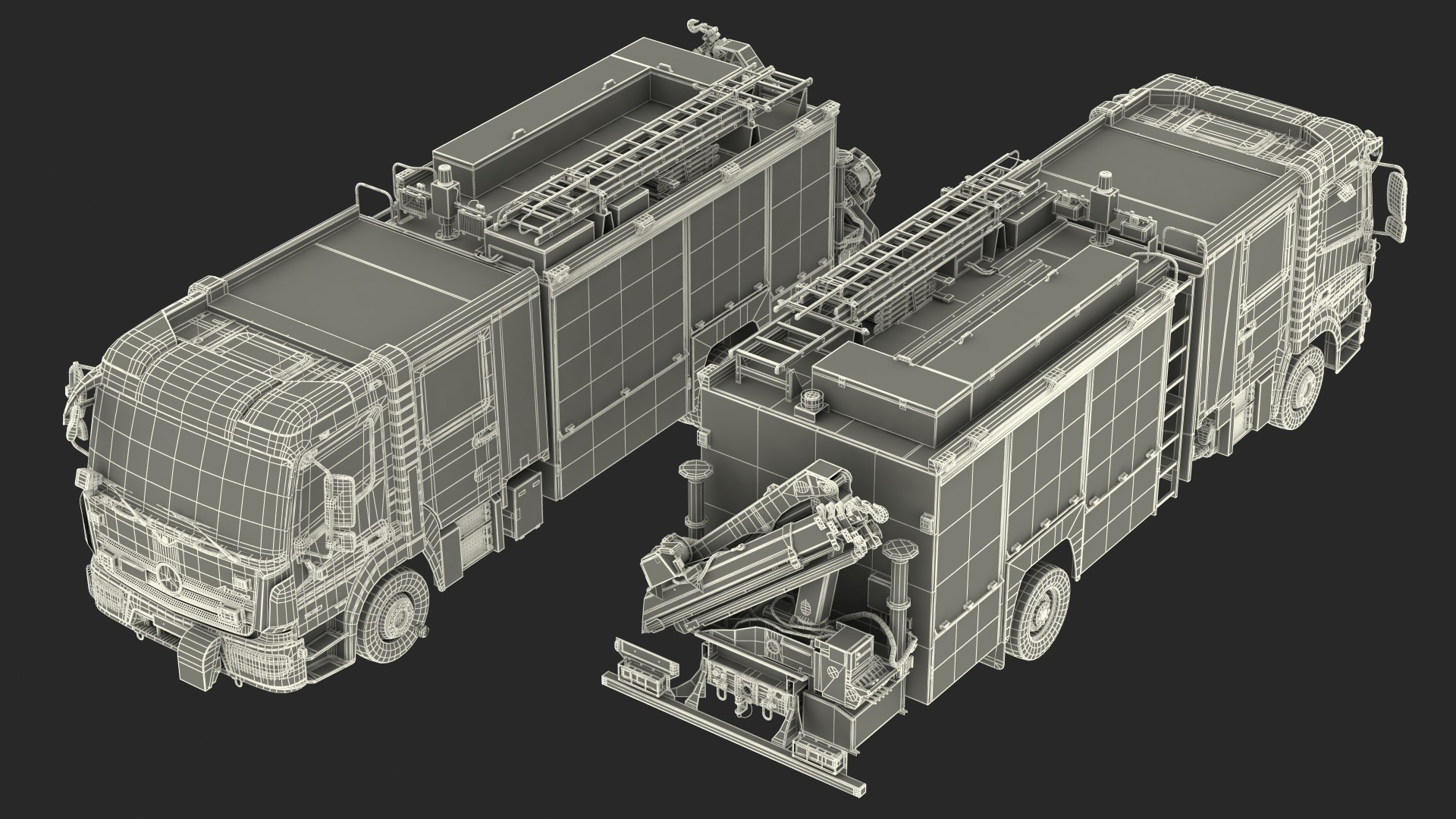 3D Mercedes Benz Atego 1530 Firetruck Rigged