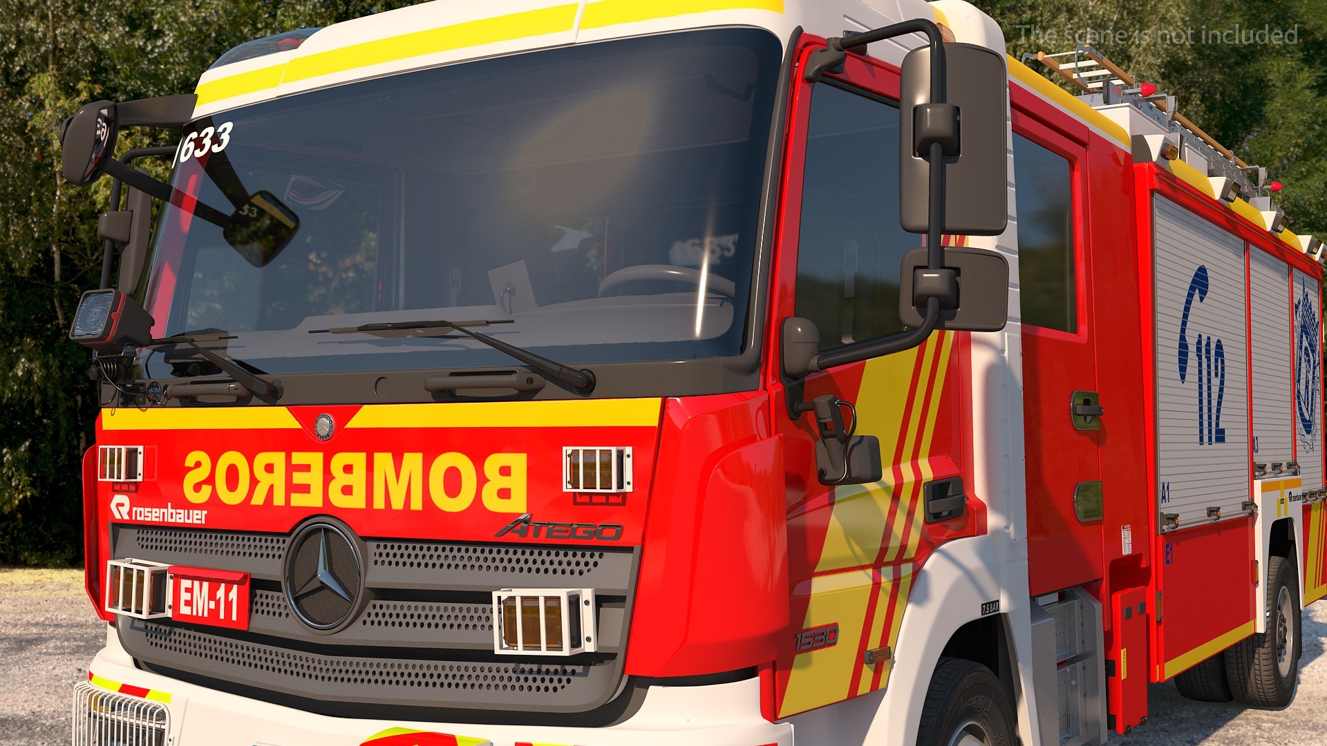3D Mercedes Benz Atego 1530 Firetruck Rigged