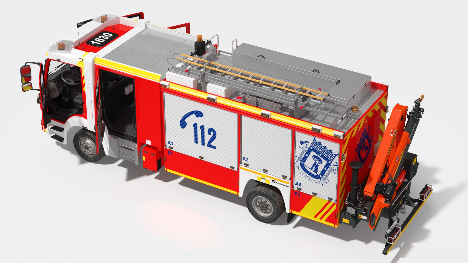 3D Mercedes Benz Atego 1530 Firetruck Rigged