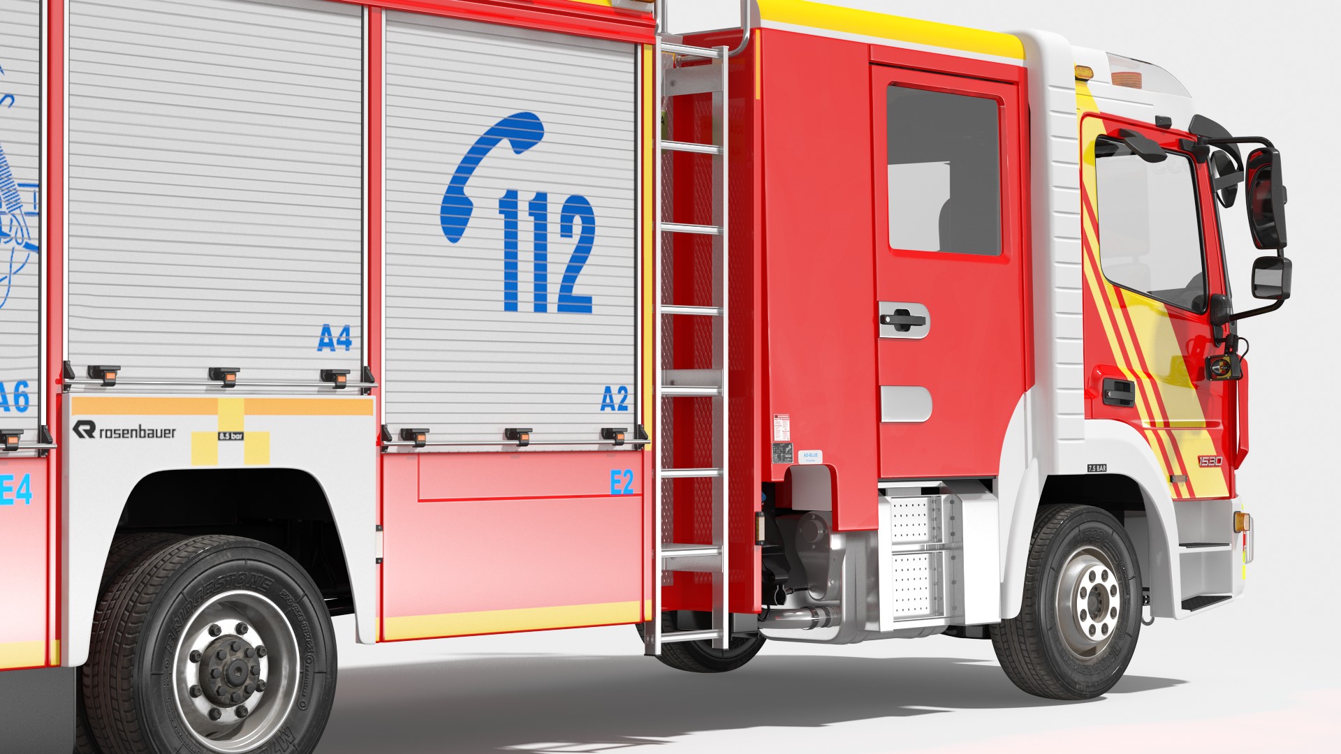 3D Mercedes Benz Atego 1530 Firetruck Rigged