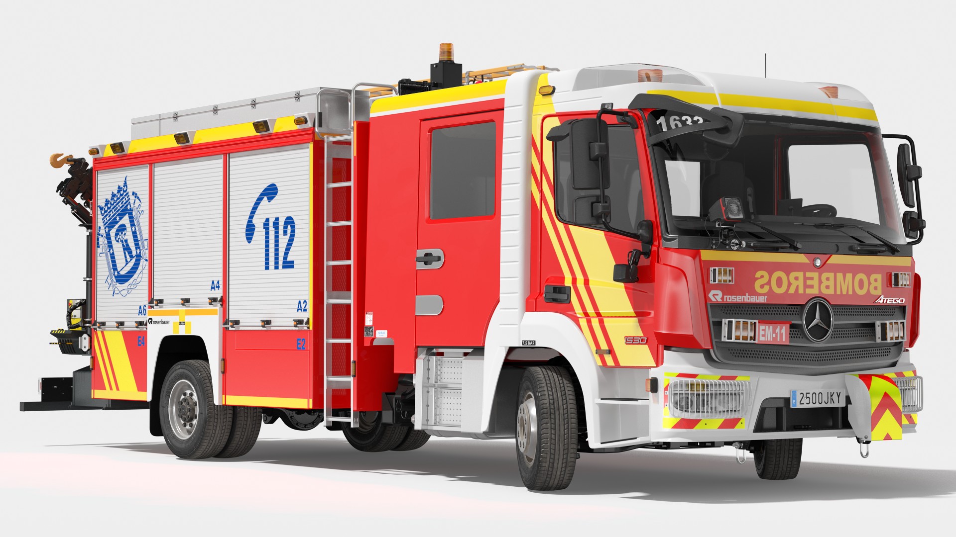 3D Mercedes Benz Atego 1530 Firetruck Rigged