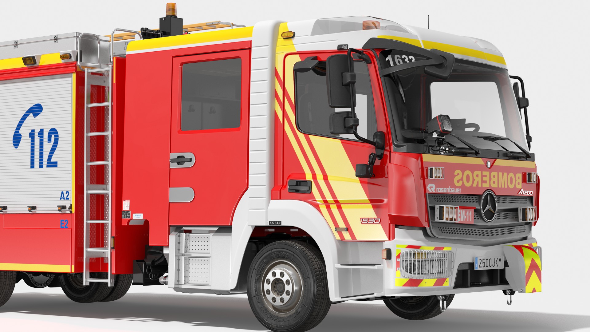 3D Mercedes Benz Atego 1530 Firetruck Rigged