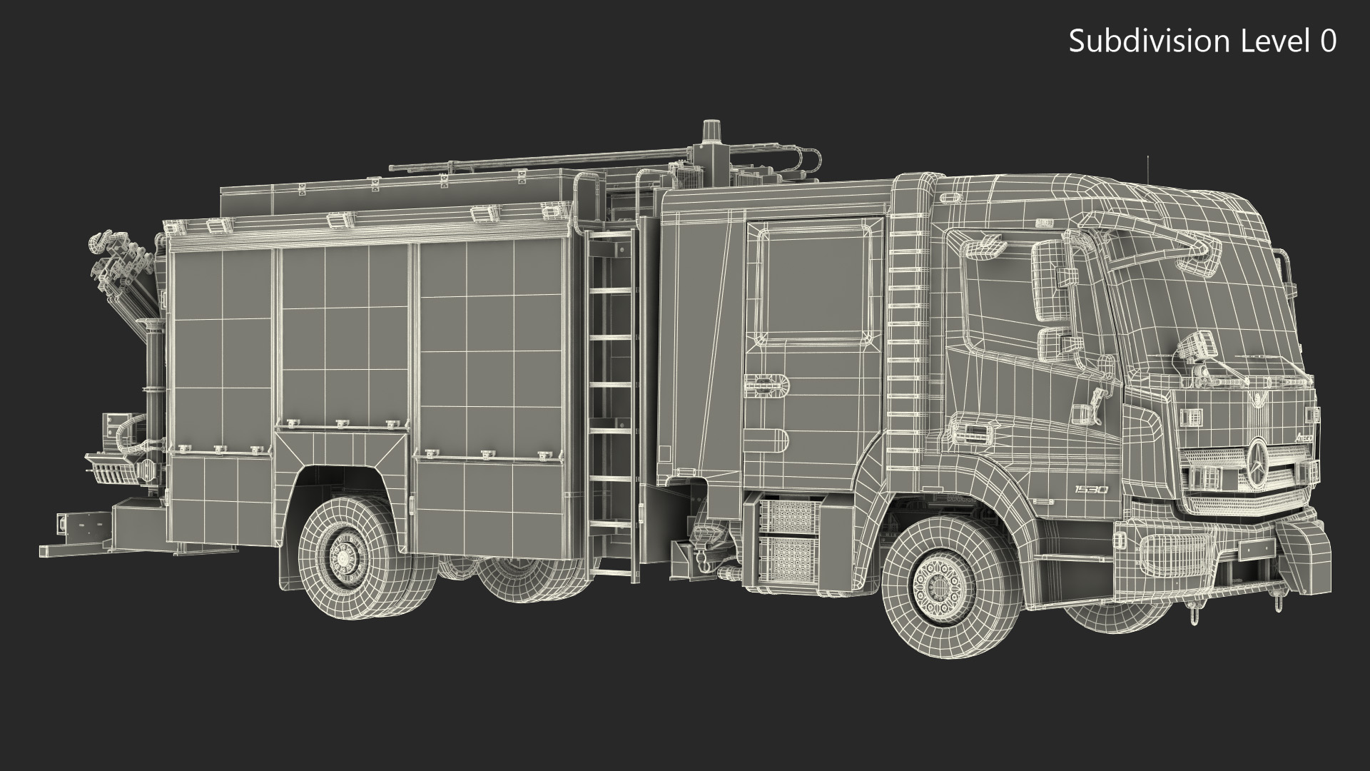 3D Mercedes Benz Atego 1530 Firetruck Rigged