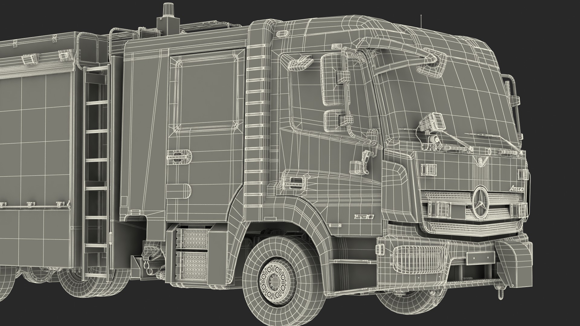 3D Mercedes Benz Atego 1530 Firetruck Rigged