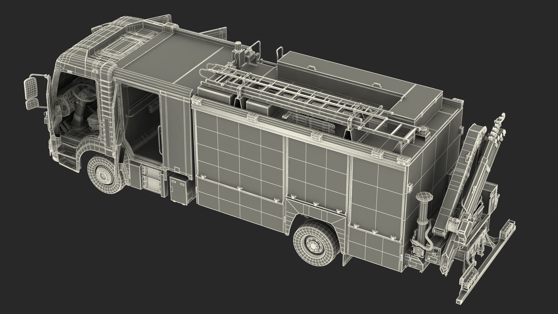 3D Mercedes Benz Atego 1530 Firetruck Rigged