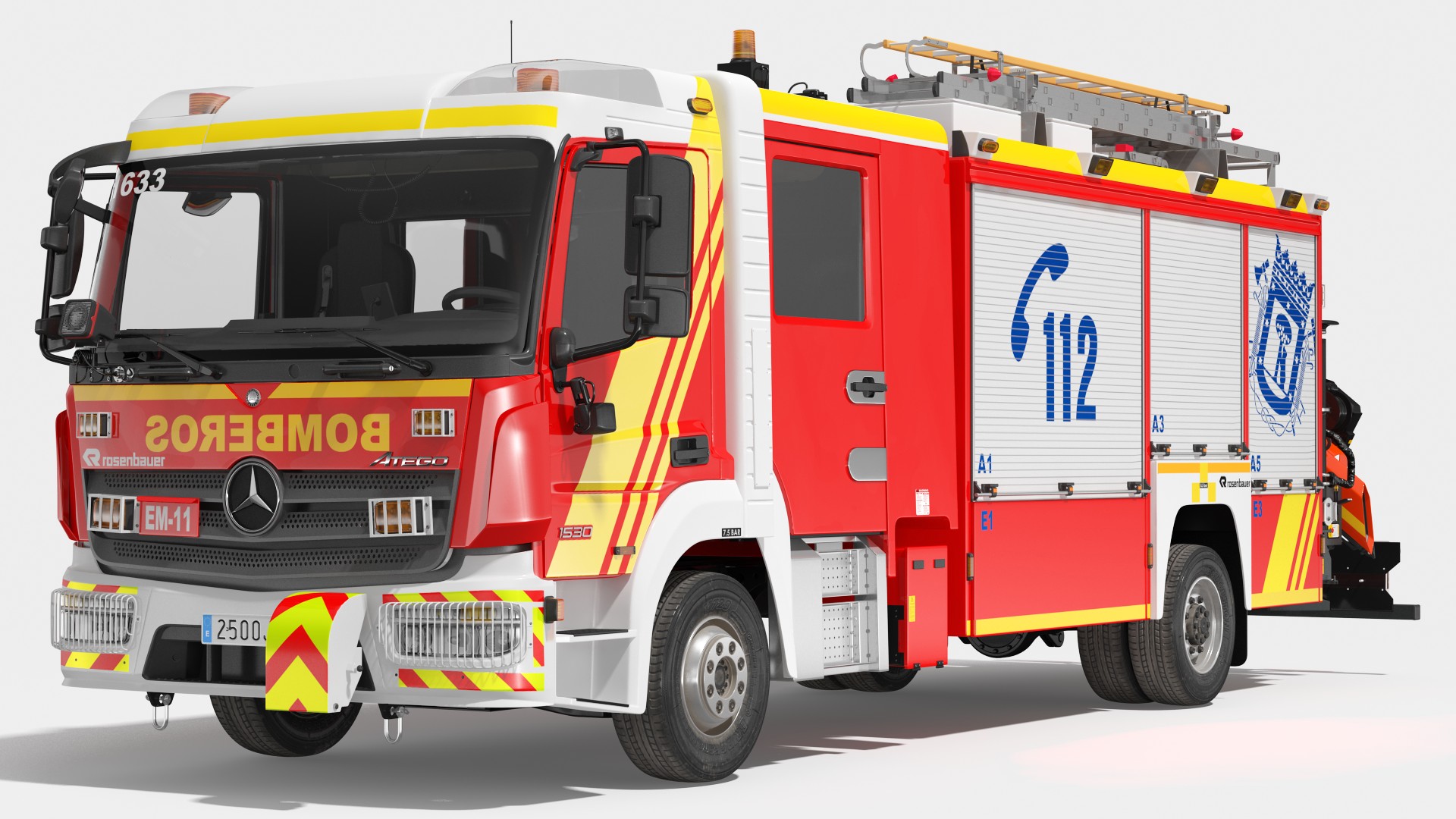 3D Mercedes Benz Atego 1530 Firetruck Rigged