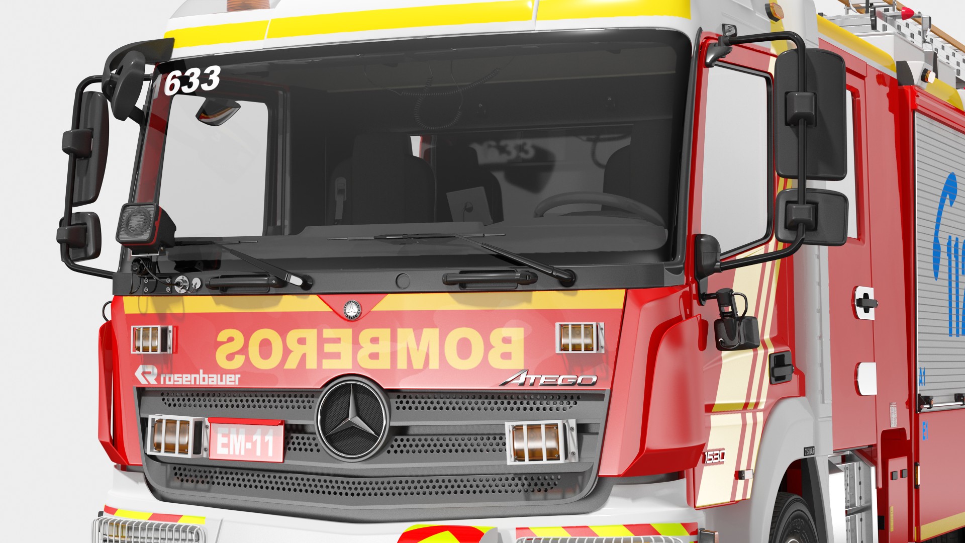 3D Mercedes Benz Atego 1530 Firetruck Rigged