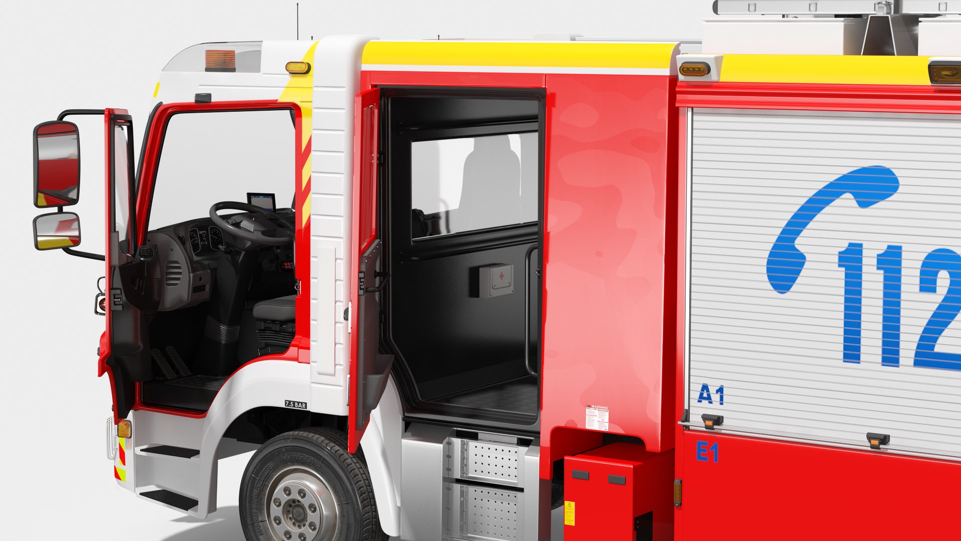 3D Mercedes Benz Atego 1530 Firetruck Rigged