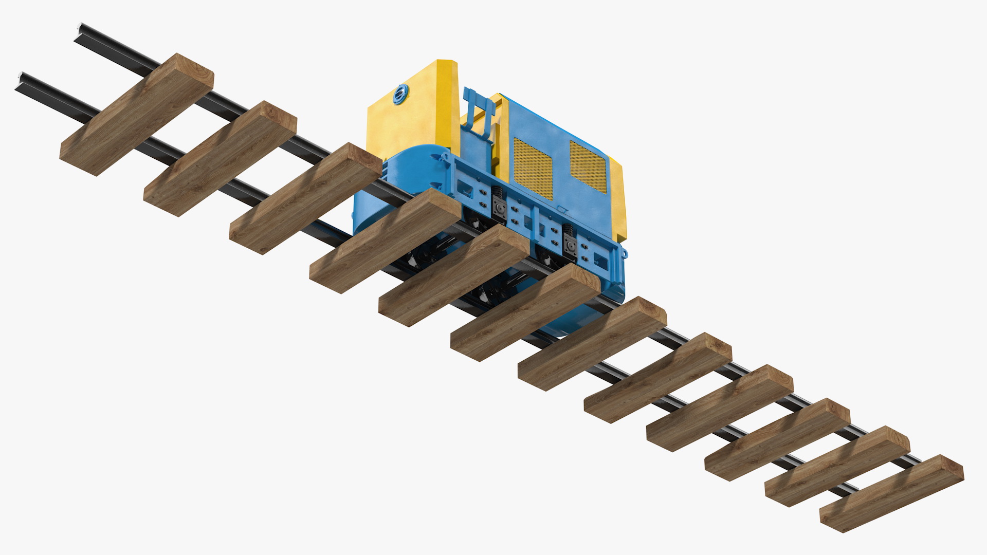 3D Mining Locomotive on Railway Section