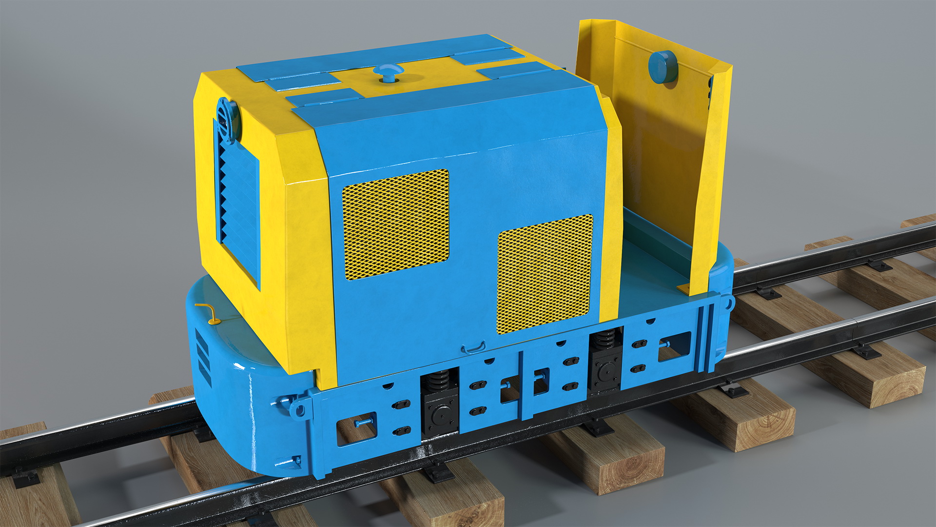 3D Mining Locomotive on Railway Section