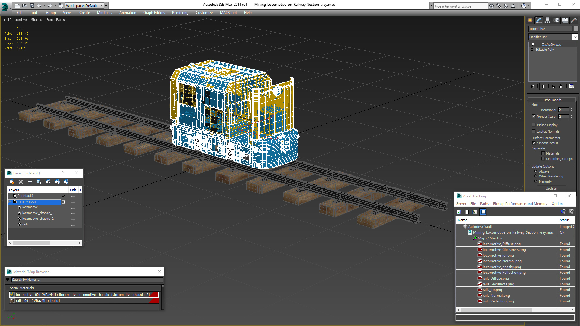 3D Mining Locomotive on Railway Section