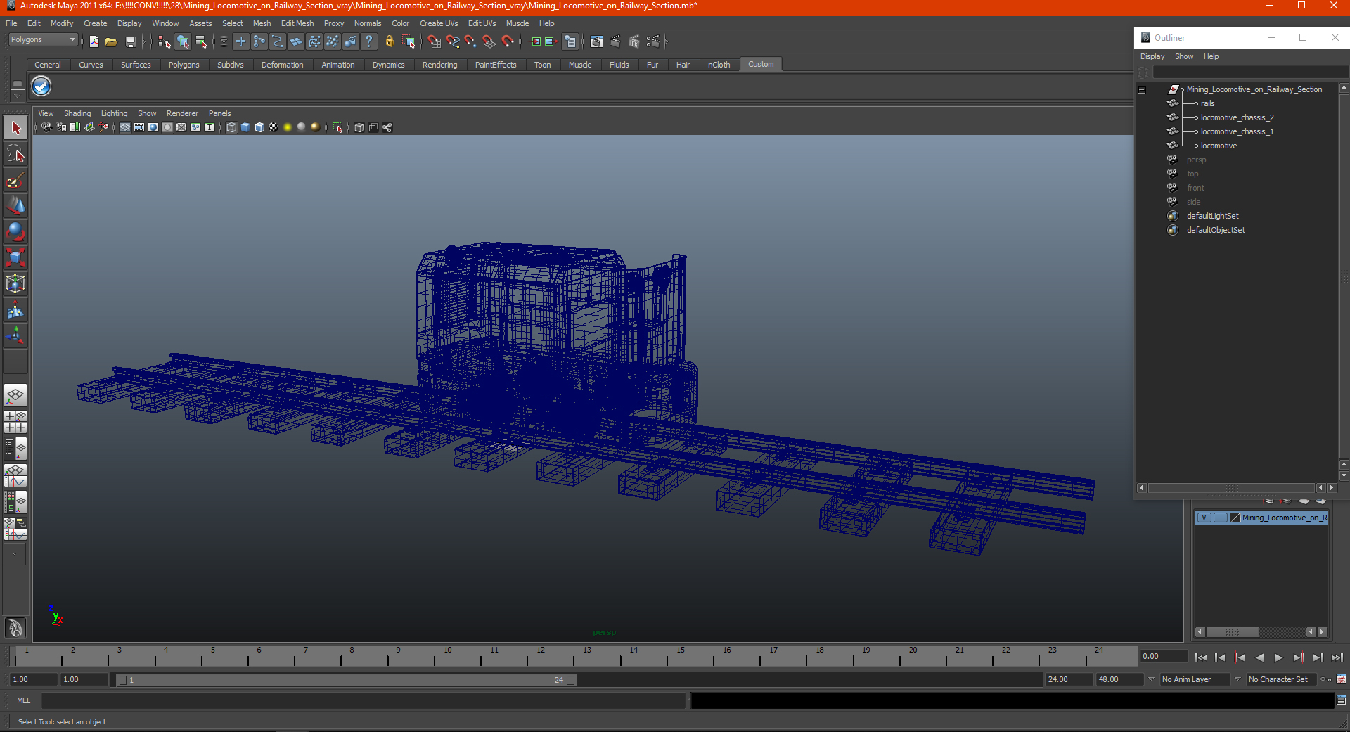 3D Mining Locomotive on Railway Section