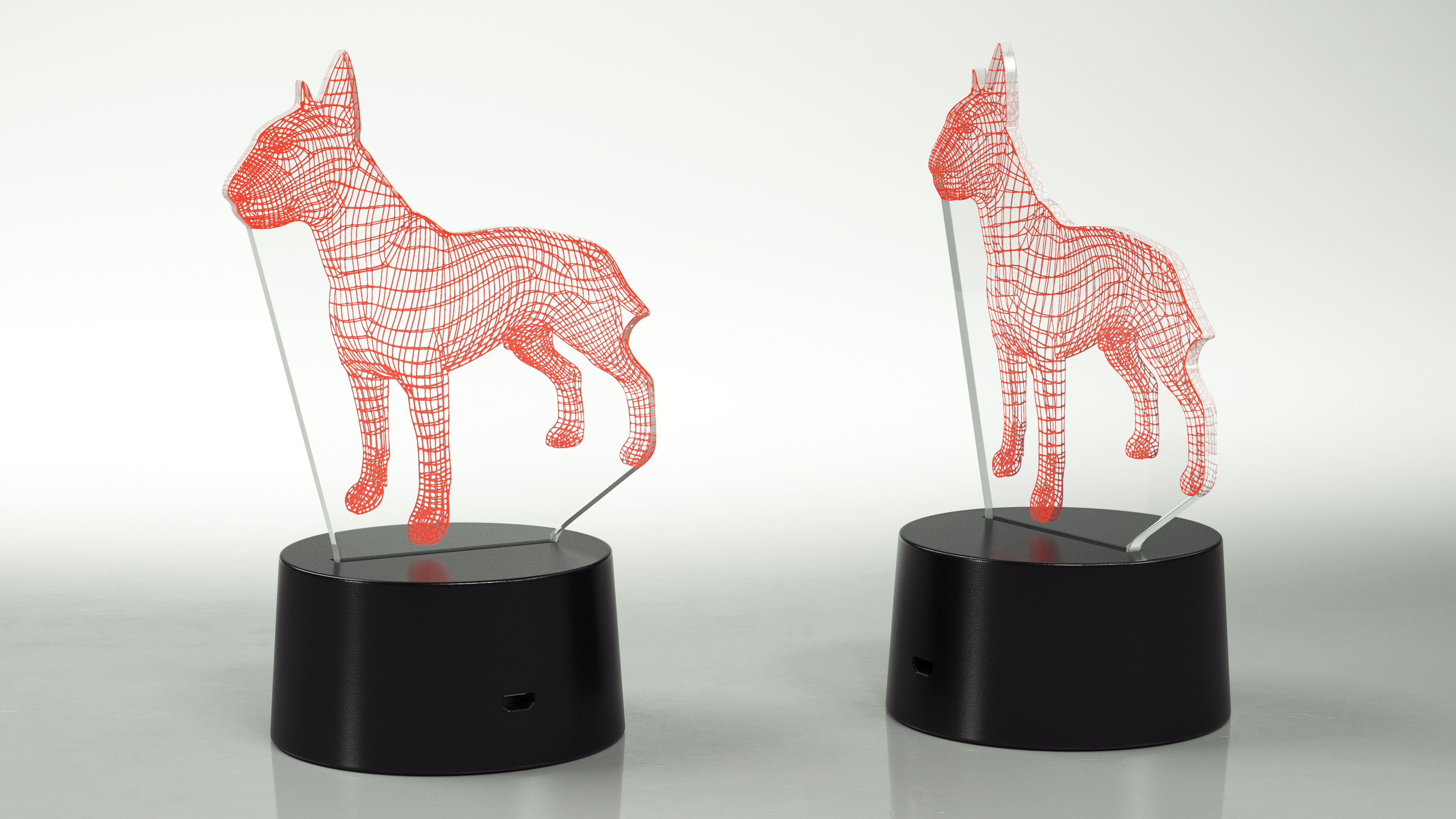 Optical Illusion 3D Dog Lamp Red 3D