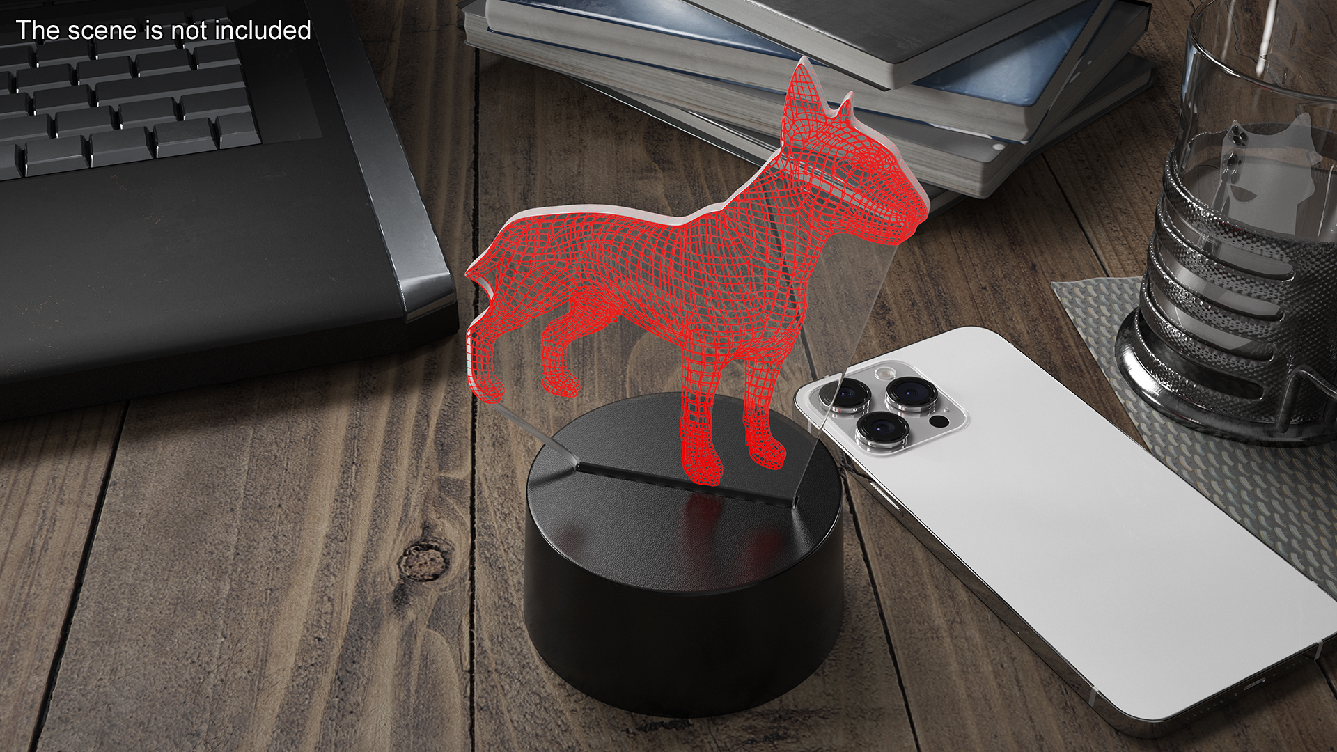 Optical Illusion 3D Dog Lamp Red 3D