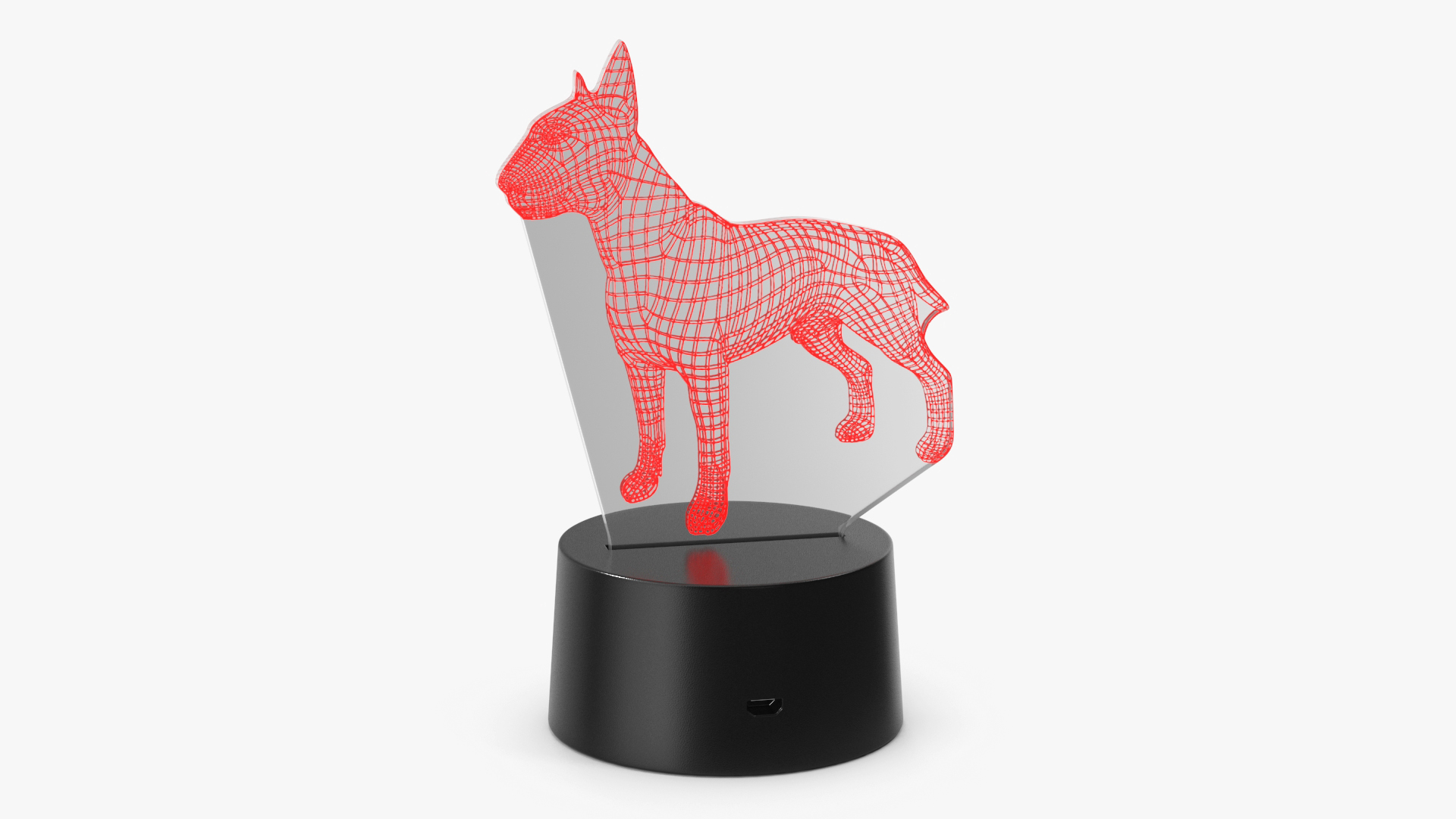 Optical Illusion 3D Dog Lamp Red 3D