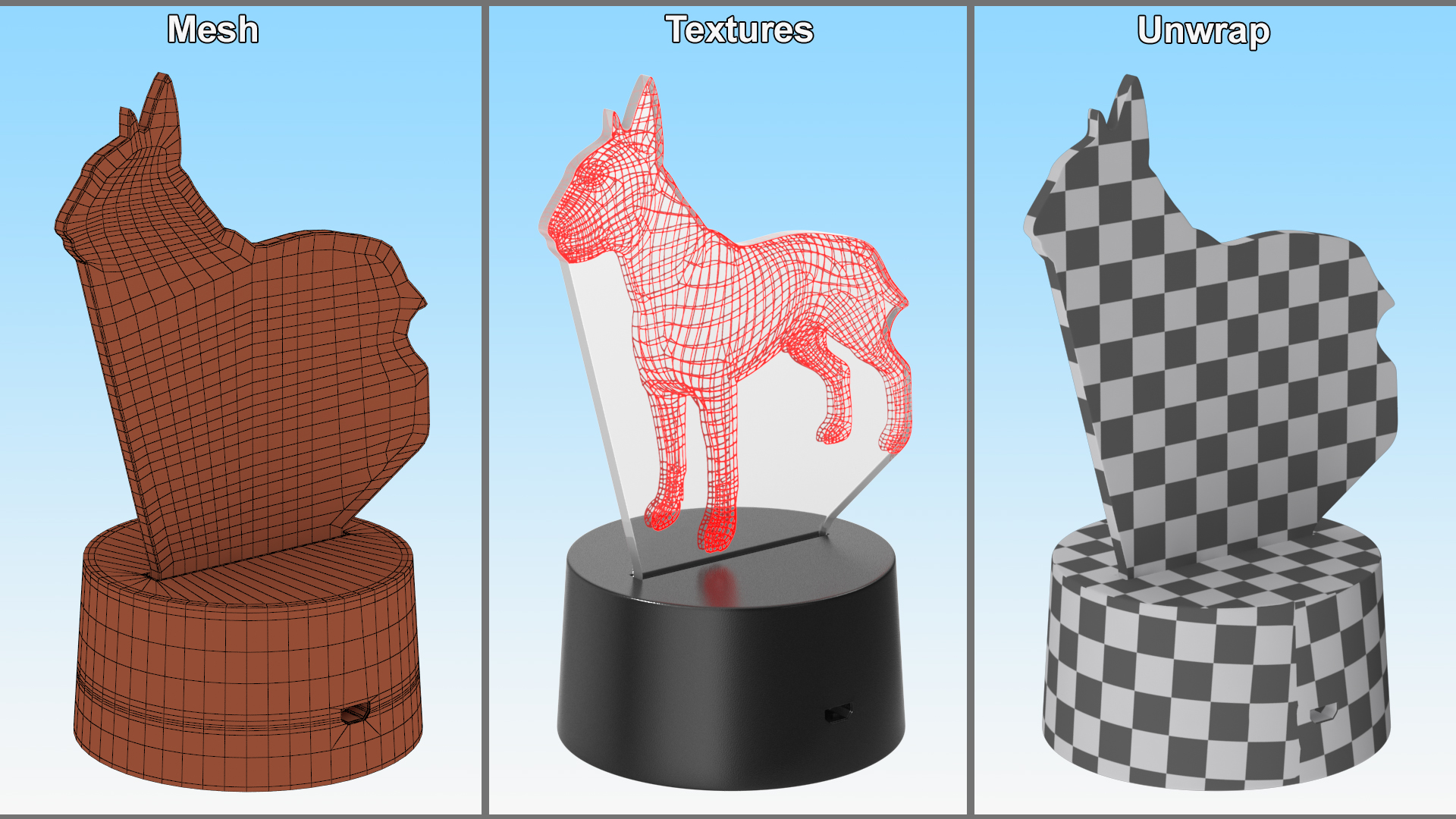 Optical Illusion 3D Dog Lamp Red 3D