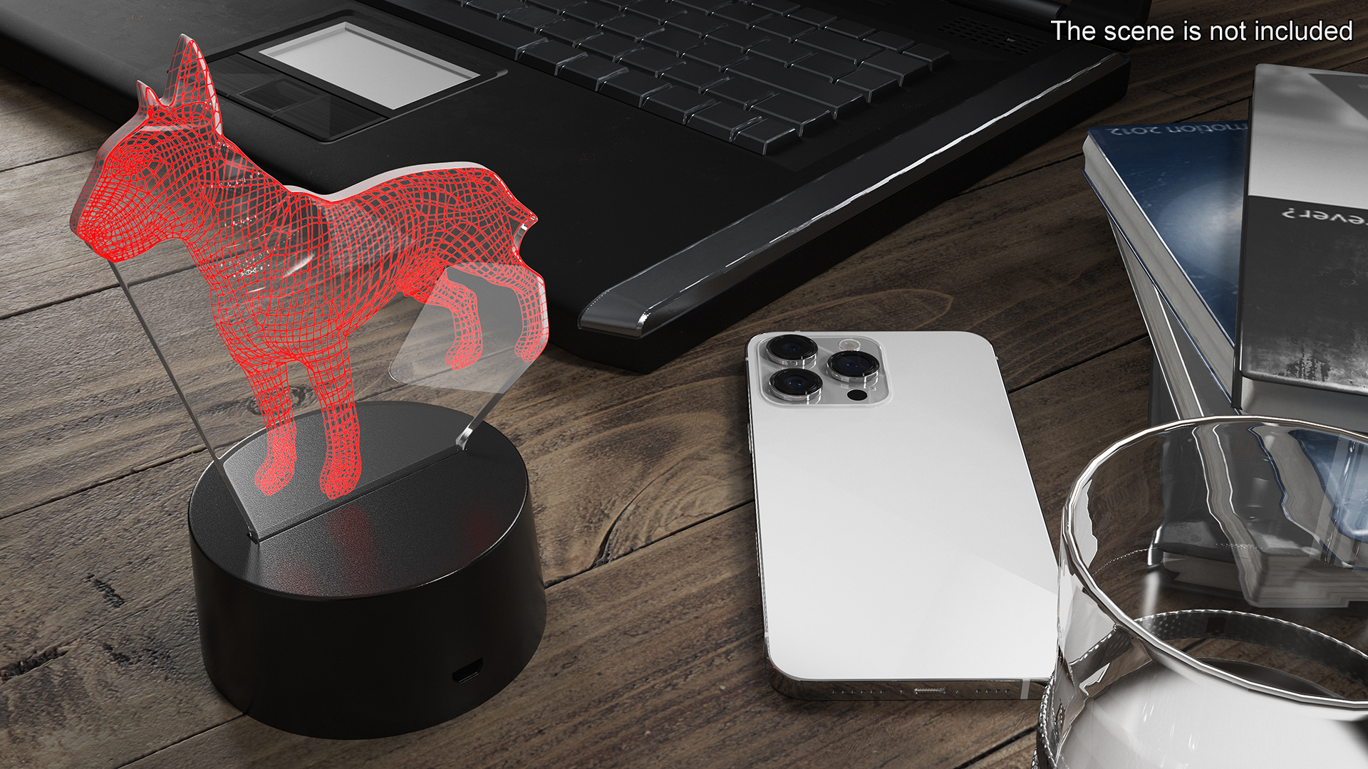 Optical Illusion 3D Dog Lamp Red 3D