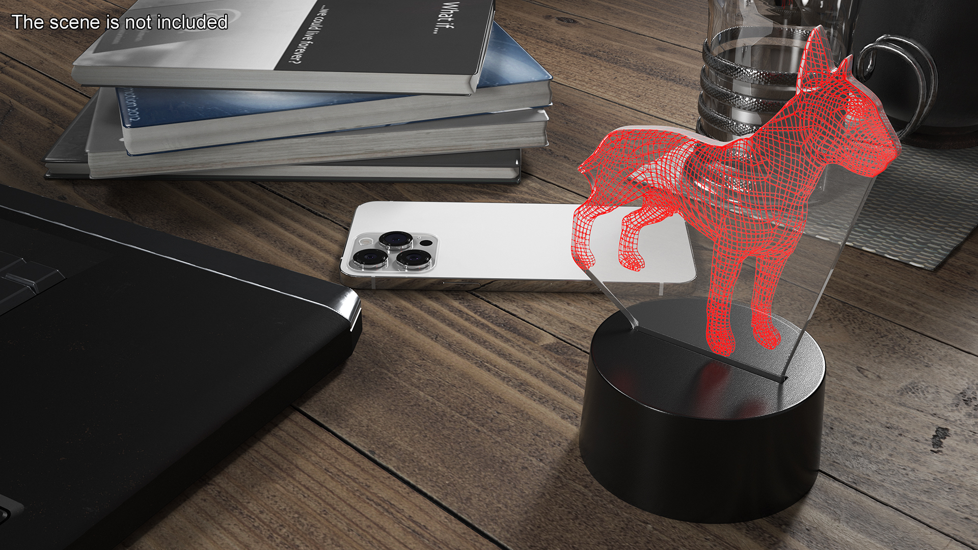 Optical Illusion 3D Dog Lamp Red 3D