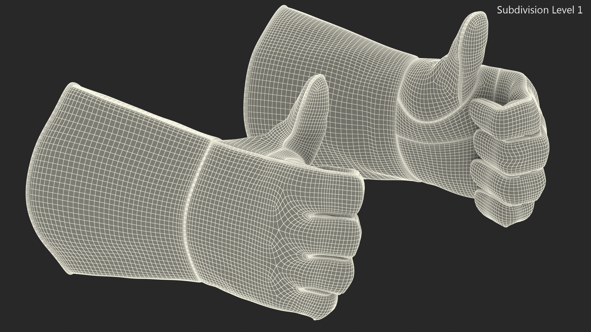 3D model Lincoln Electric Reflective Welding Gloves Thumbs Up Gesture