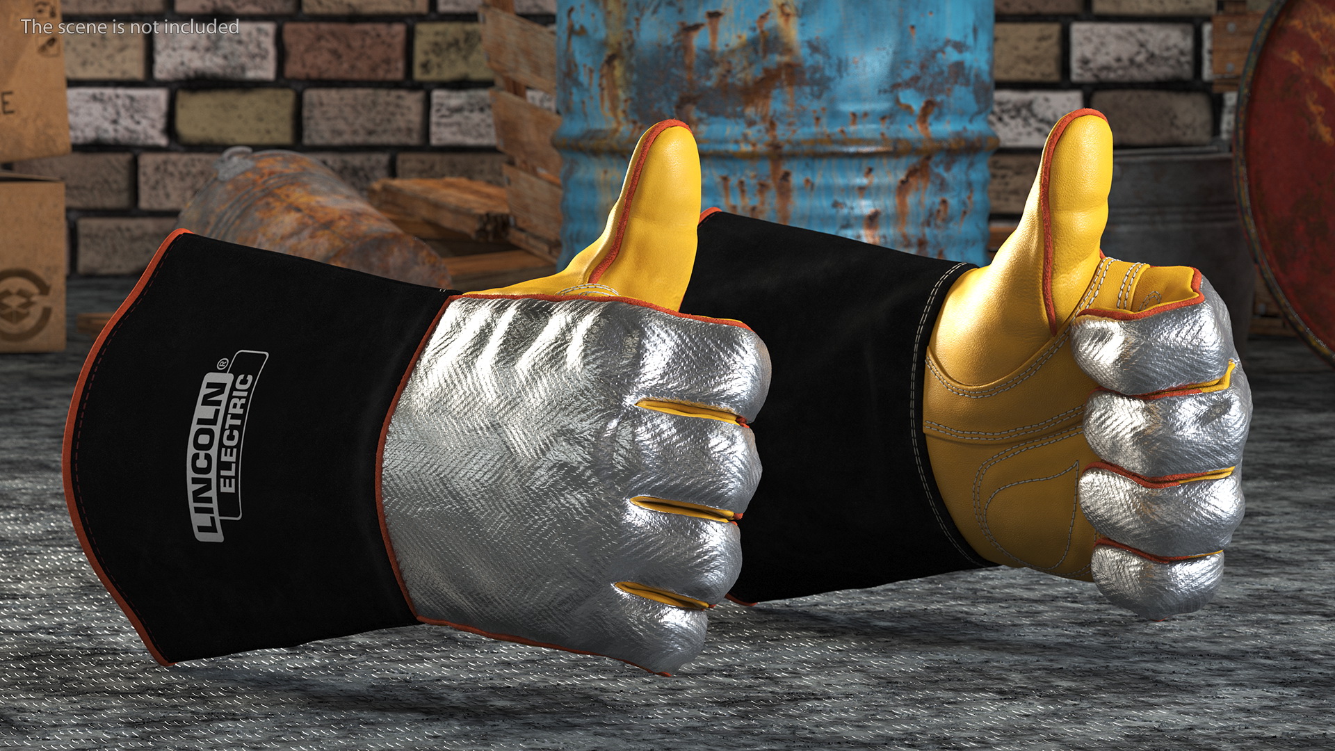 3D model Lincoln Electric Reflective Welding Gloves Thumbs Up Gesture