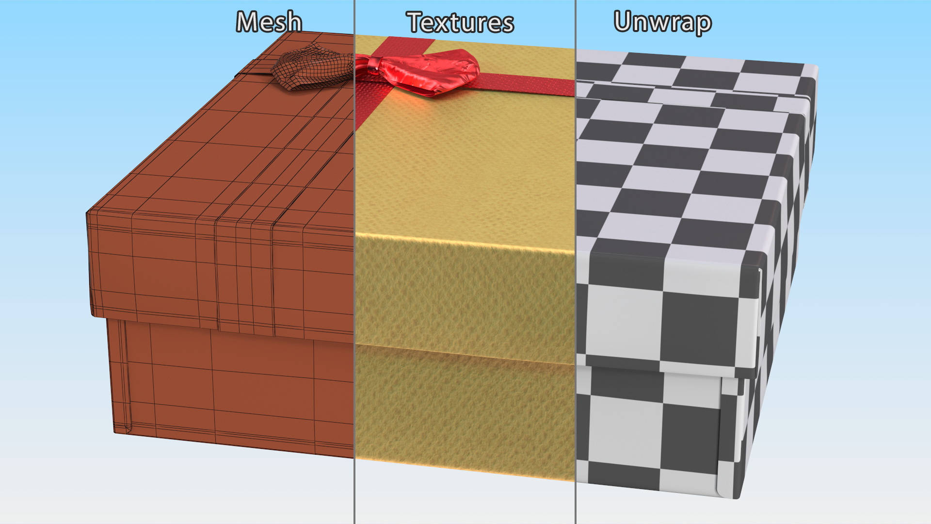 3D Wrapped Gift Box with Ribbon model