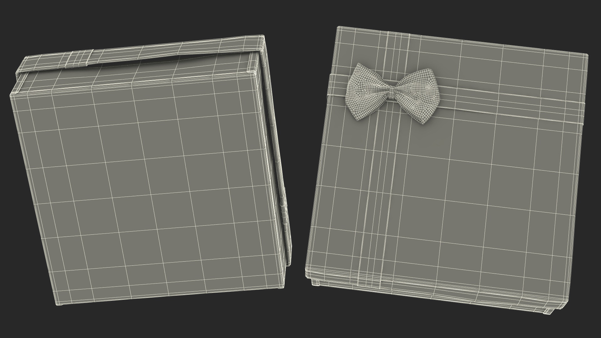 3D Wrapped Gift Box with Ribbon model