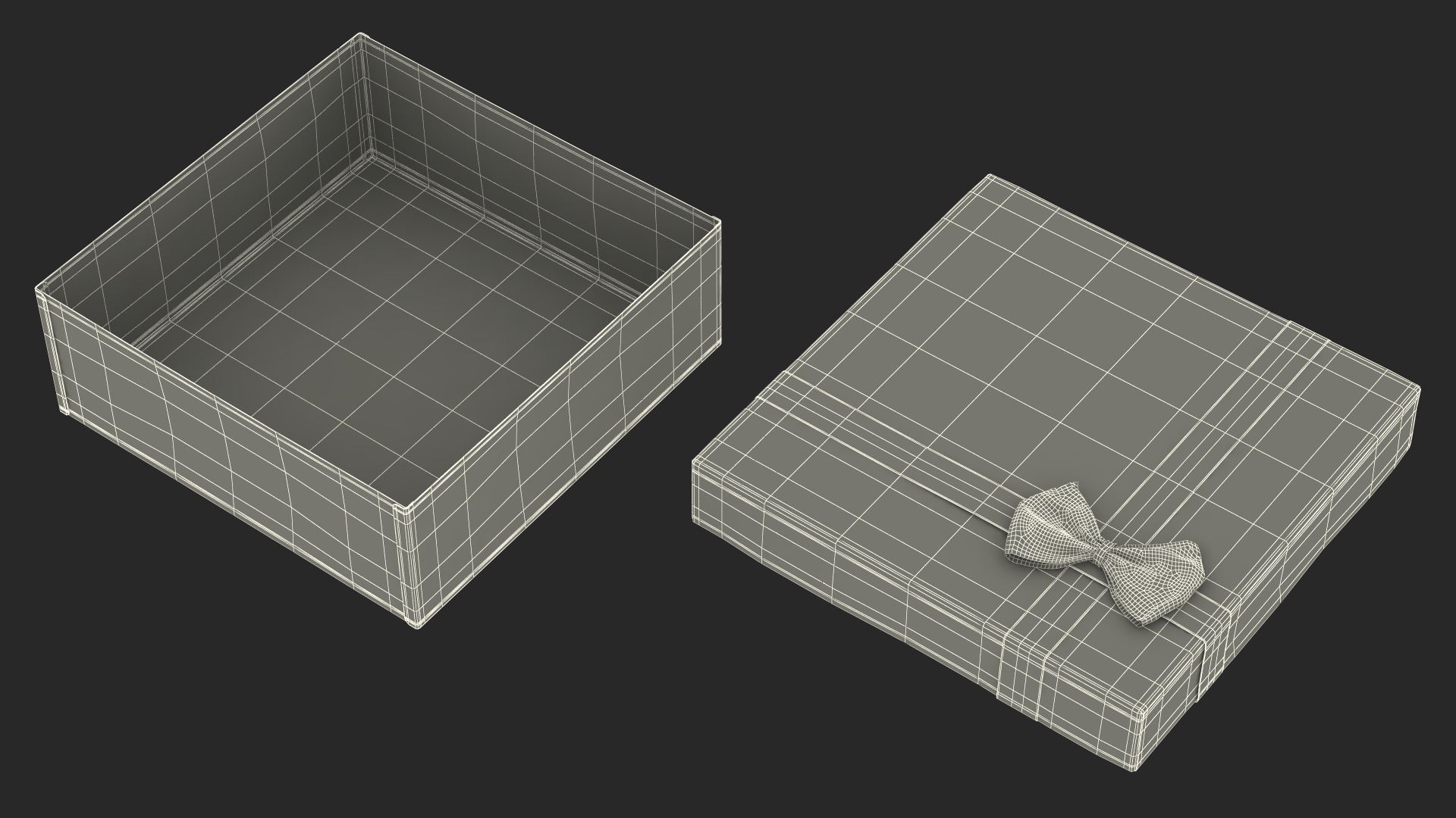3D Wrapped Gift Box with Ribbon model