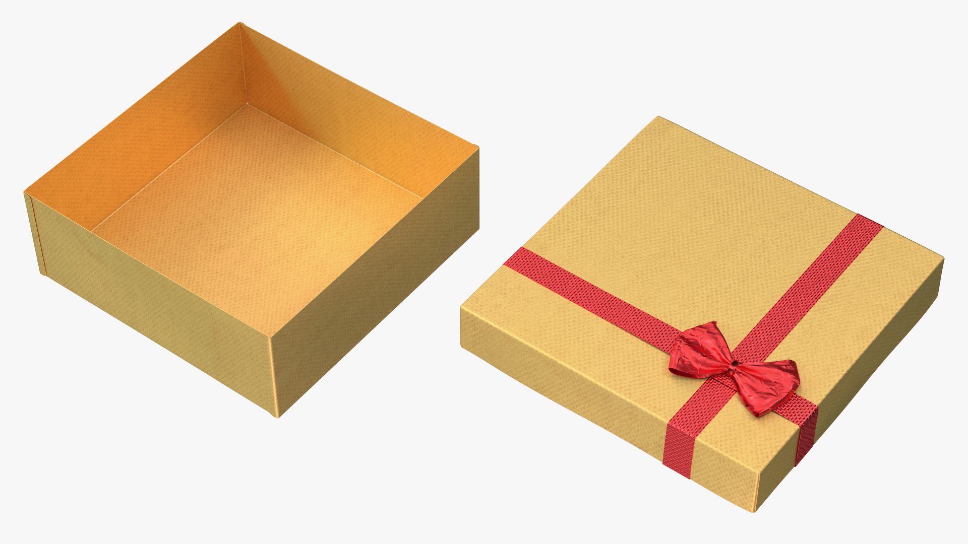 3D Wrapped Gift Box with Ribbon model