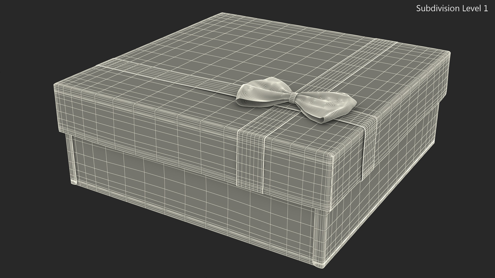 3D Wrapped Gift Box with Ribbon model