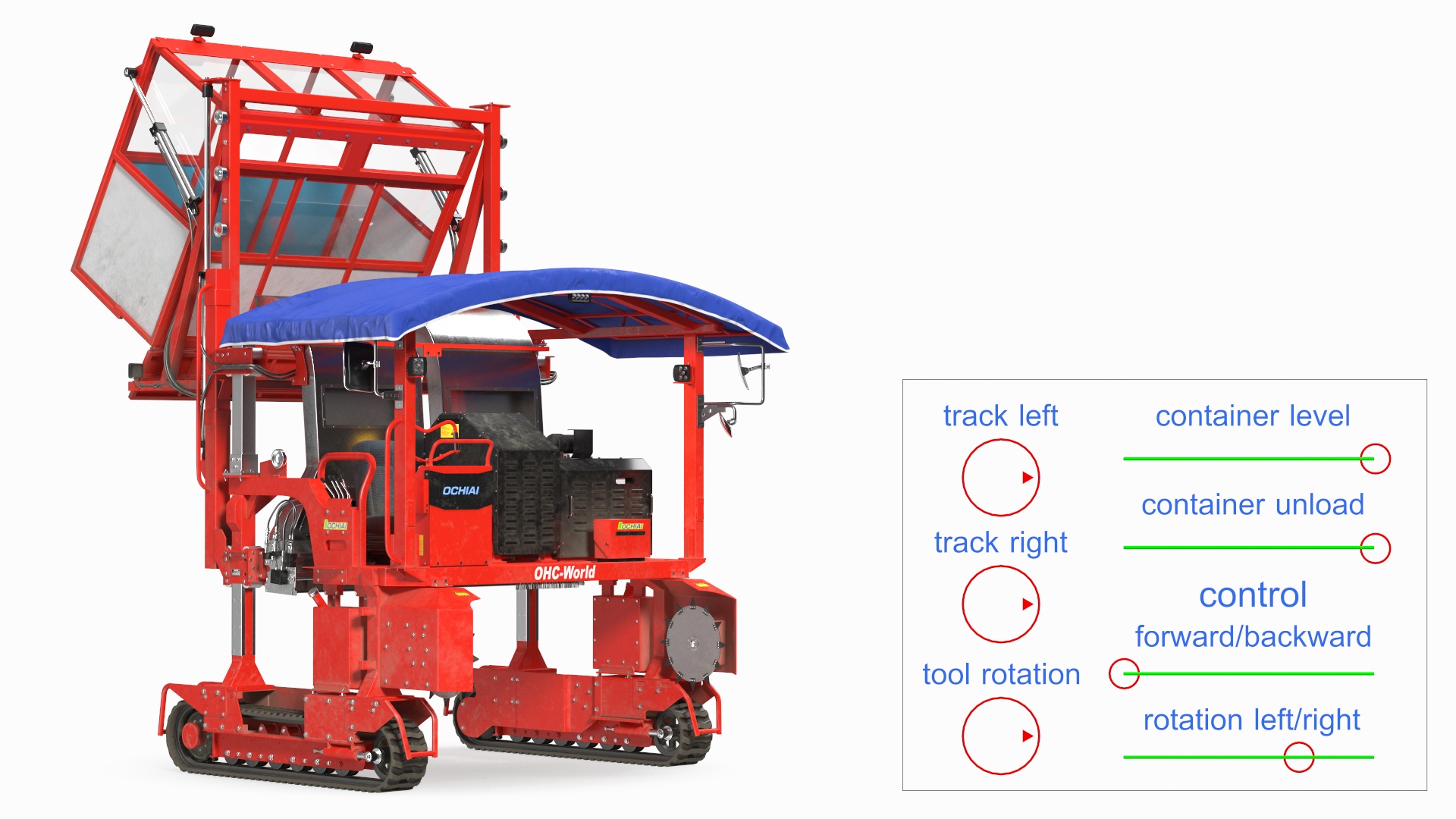 Ochiai OHC-W Tea Harvester Used Rigged for Cinema 4D 3D