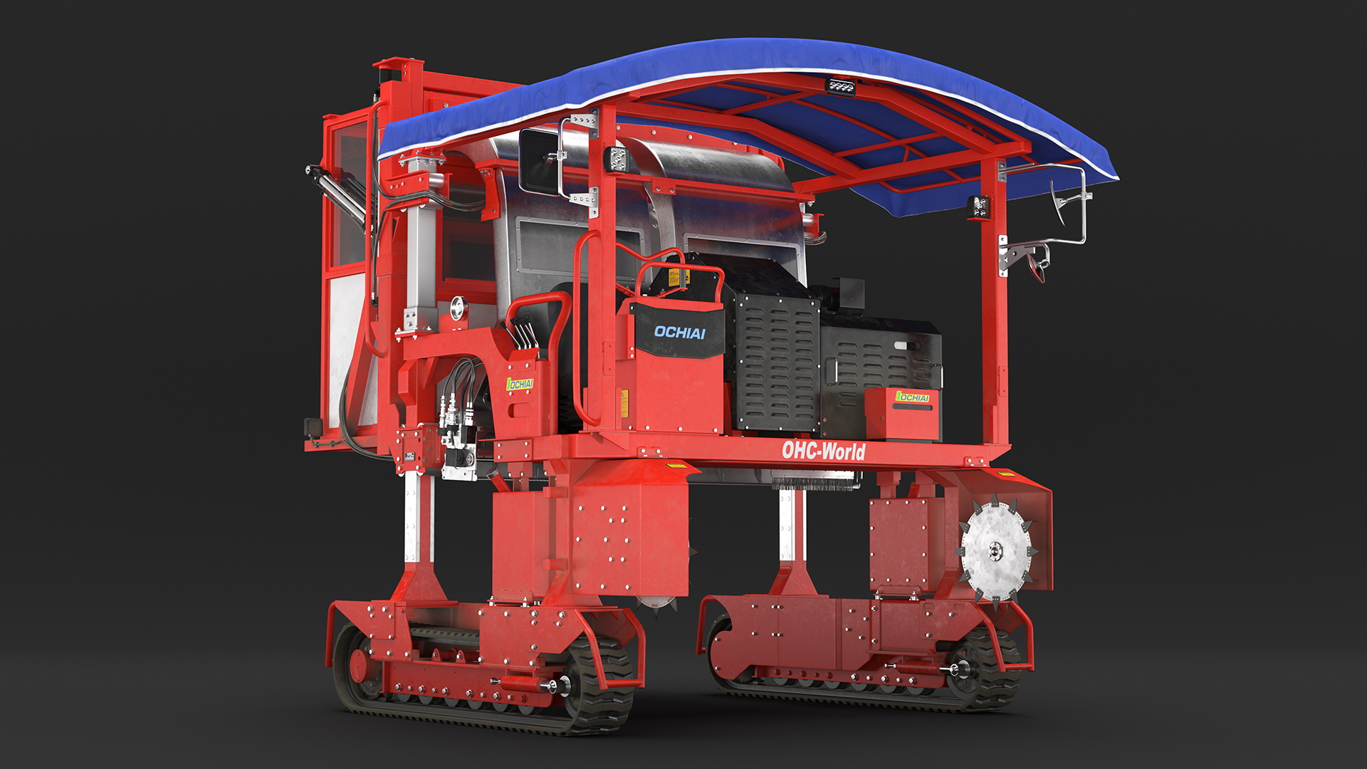 Ochiai OHC-W Tea Harvester Used Rigged for Cinema 4D 3D
