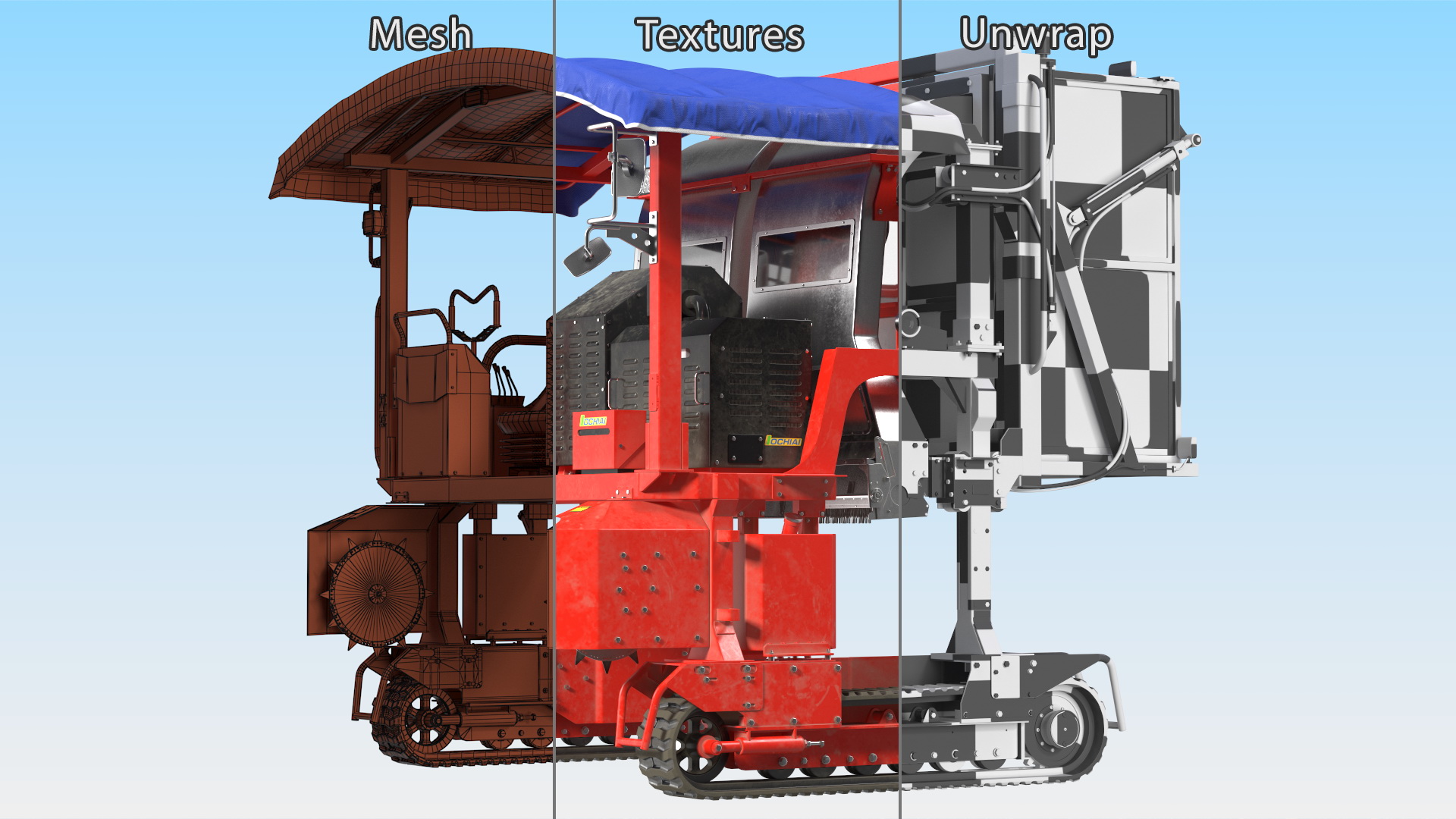 Ochiai OHC-W Tea Harvester Used Rigged for Cinema 4D 3D