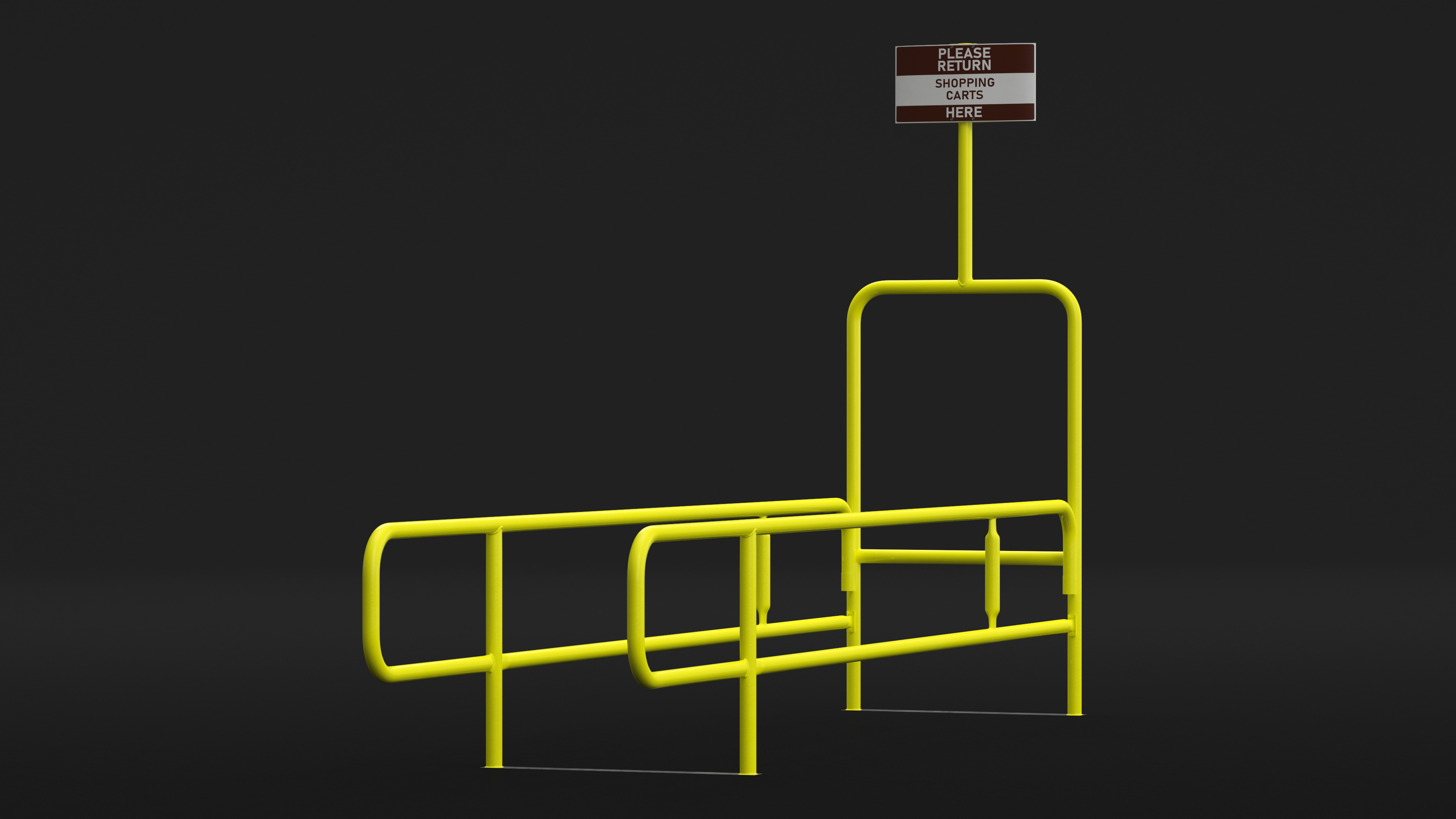 3D Grocery Cart Corral Single Yellow model