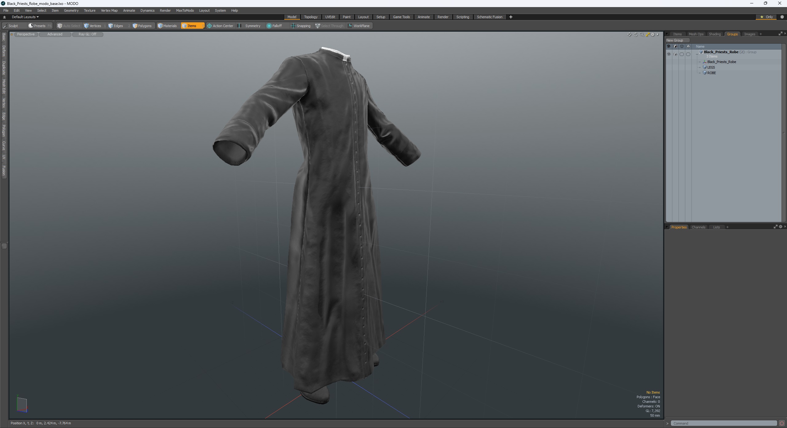 3D Black Priests Robe model