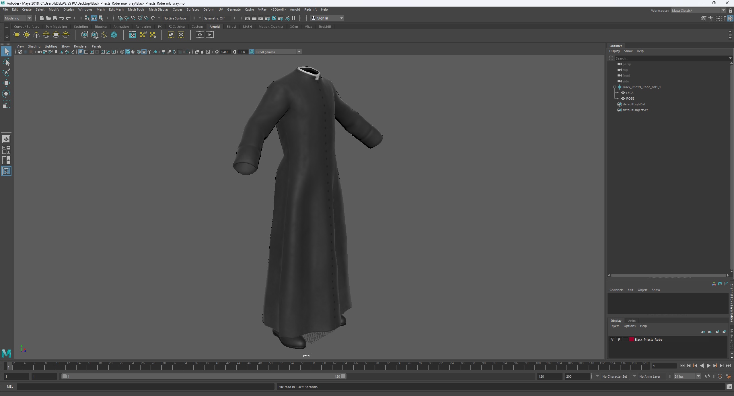 3D Black Priests Robe model