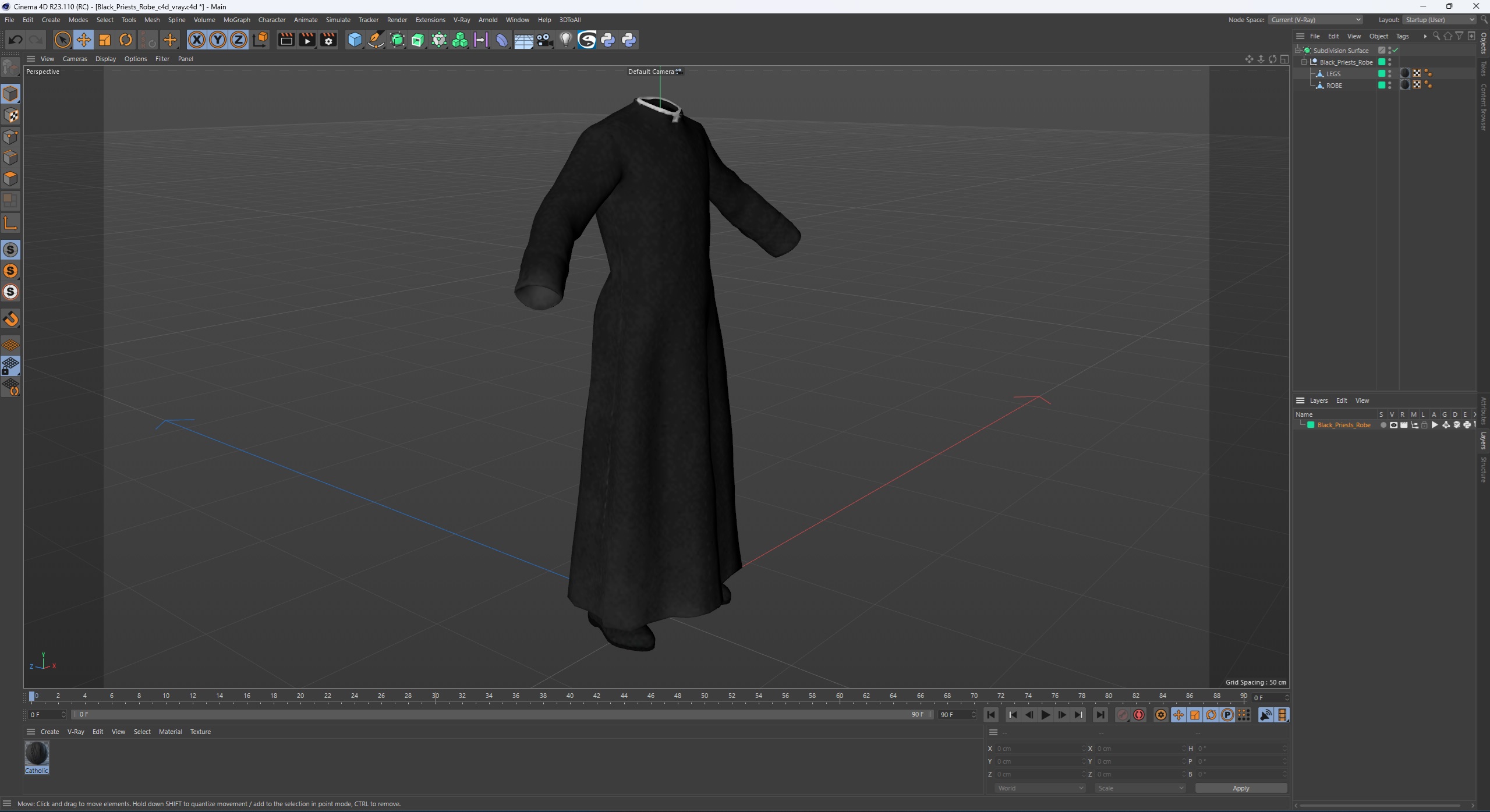 3D Black Priests Robe model