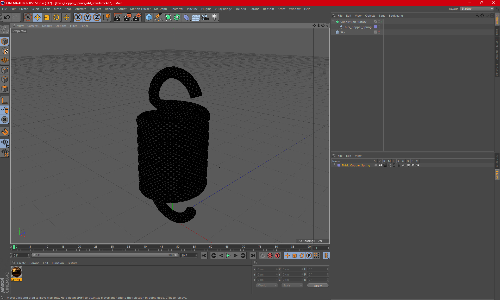 Thick Copper Spring 3D model