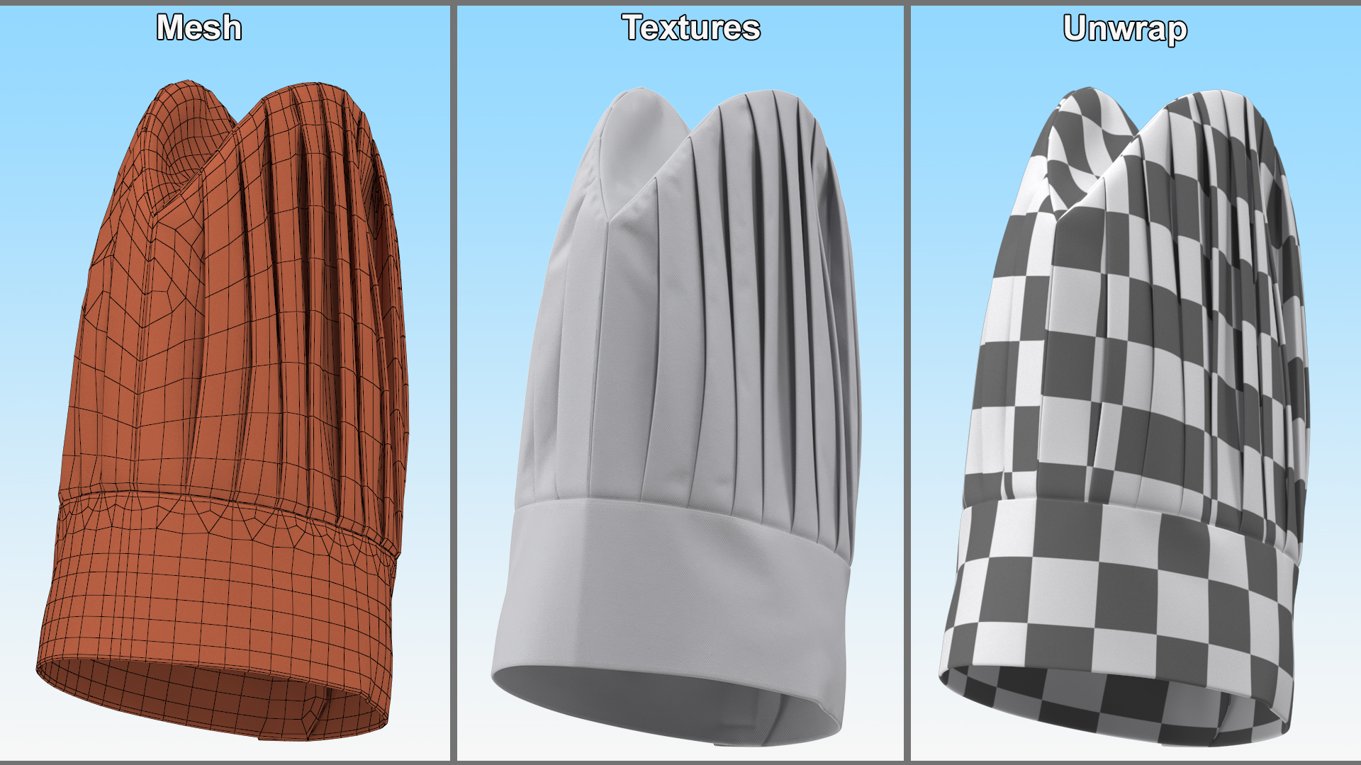 Tall Chef Hat in White 3D