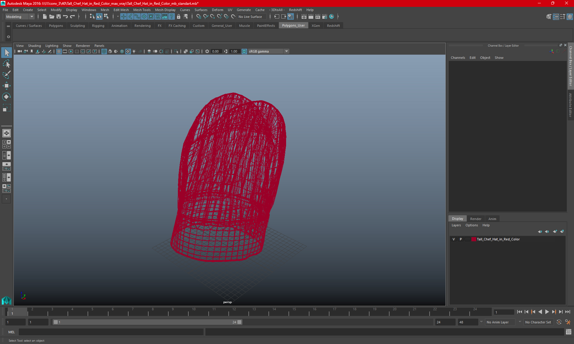 Tall Chef Hat in White 3D